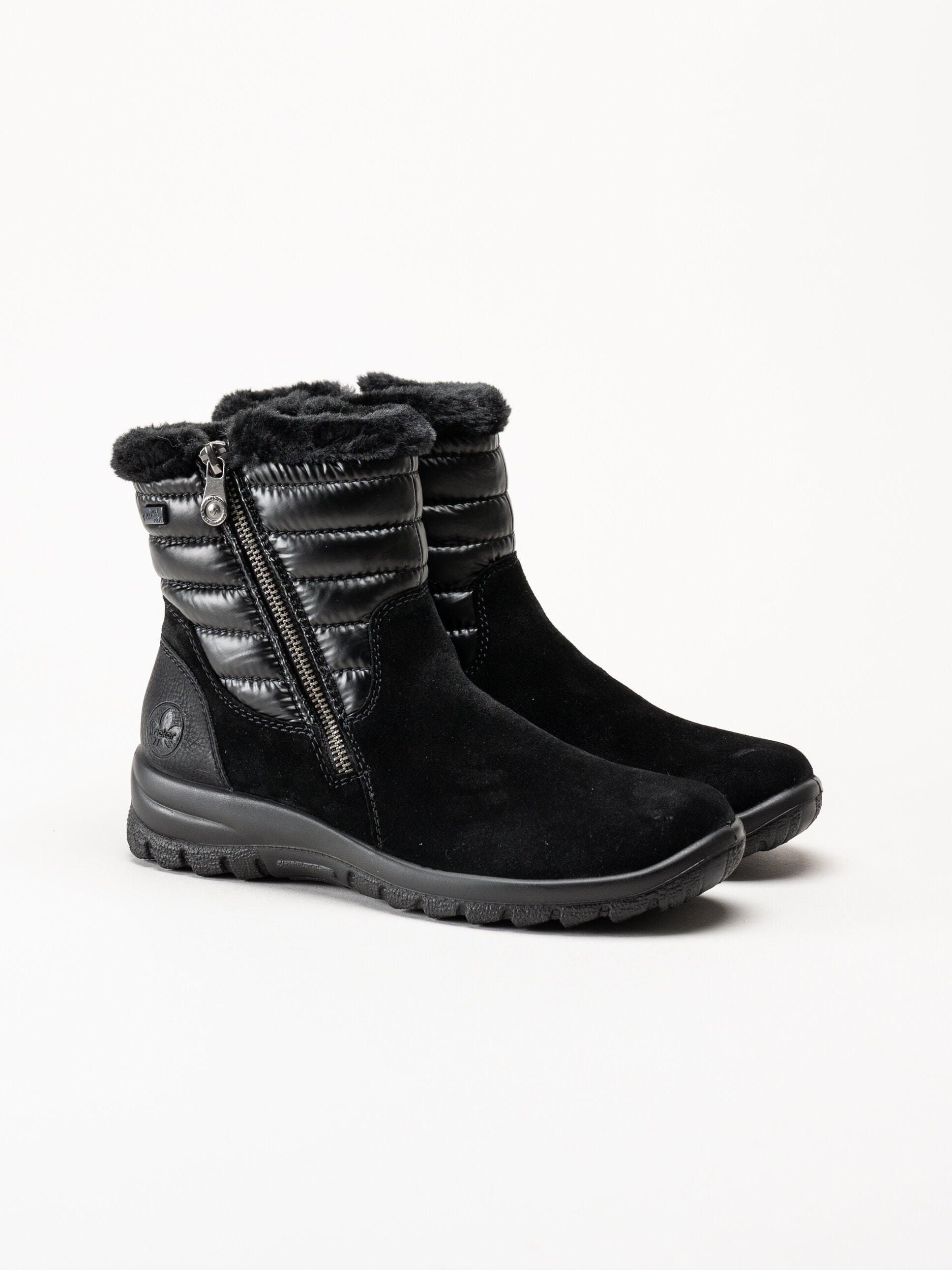 Rieker - Svarta fodrade boots i mocka