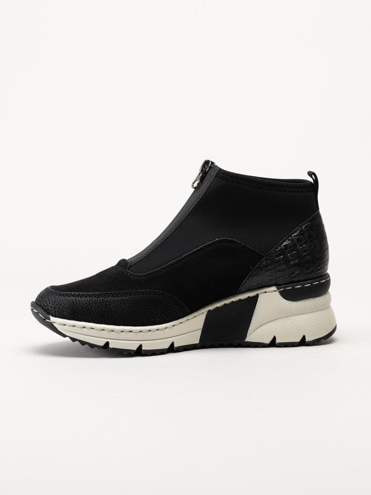 Rieker - Svarta sneakerboots med kilklack