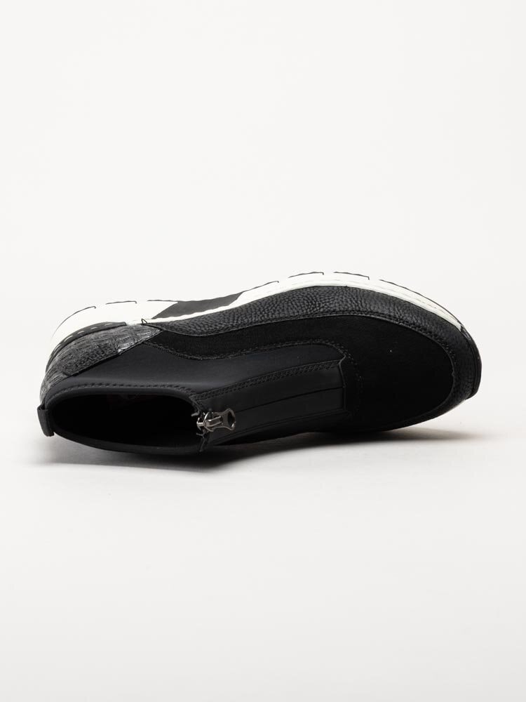 Rieker - Svarta sneakerboots med kilklack