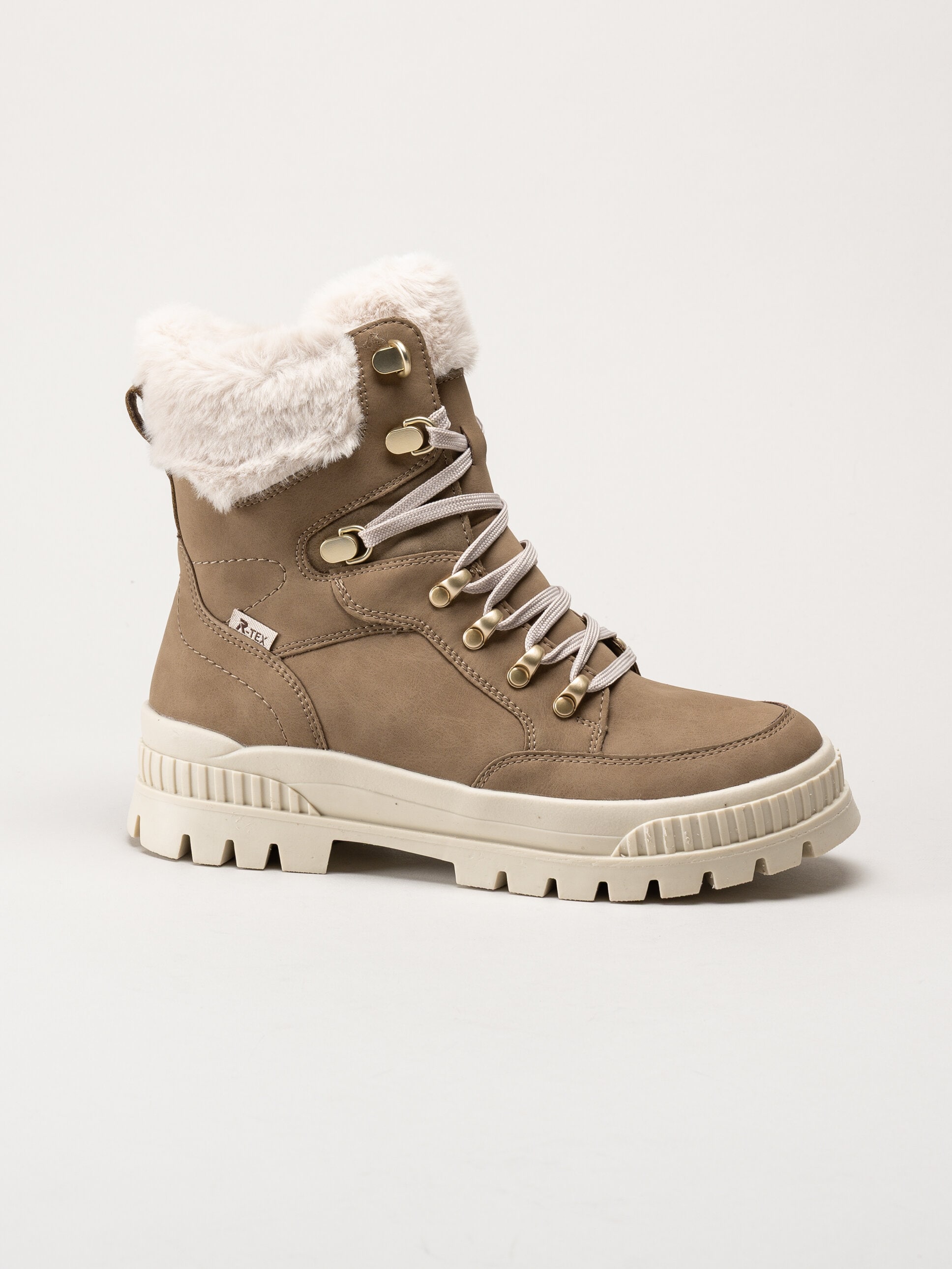 Rieker - Beige fodrade kängor i skinn