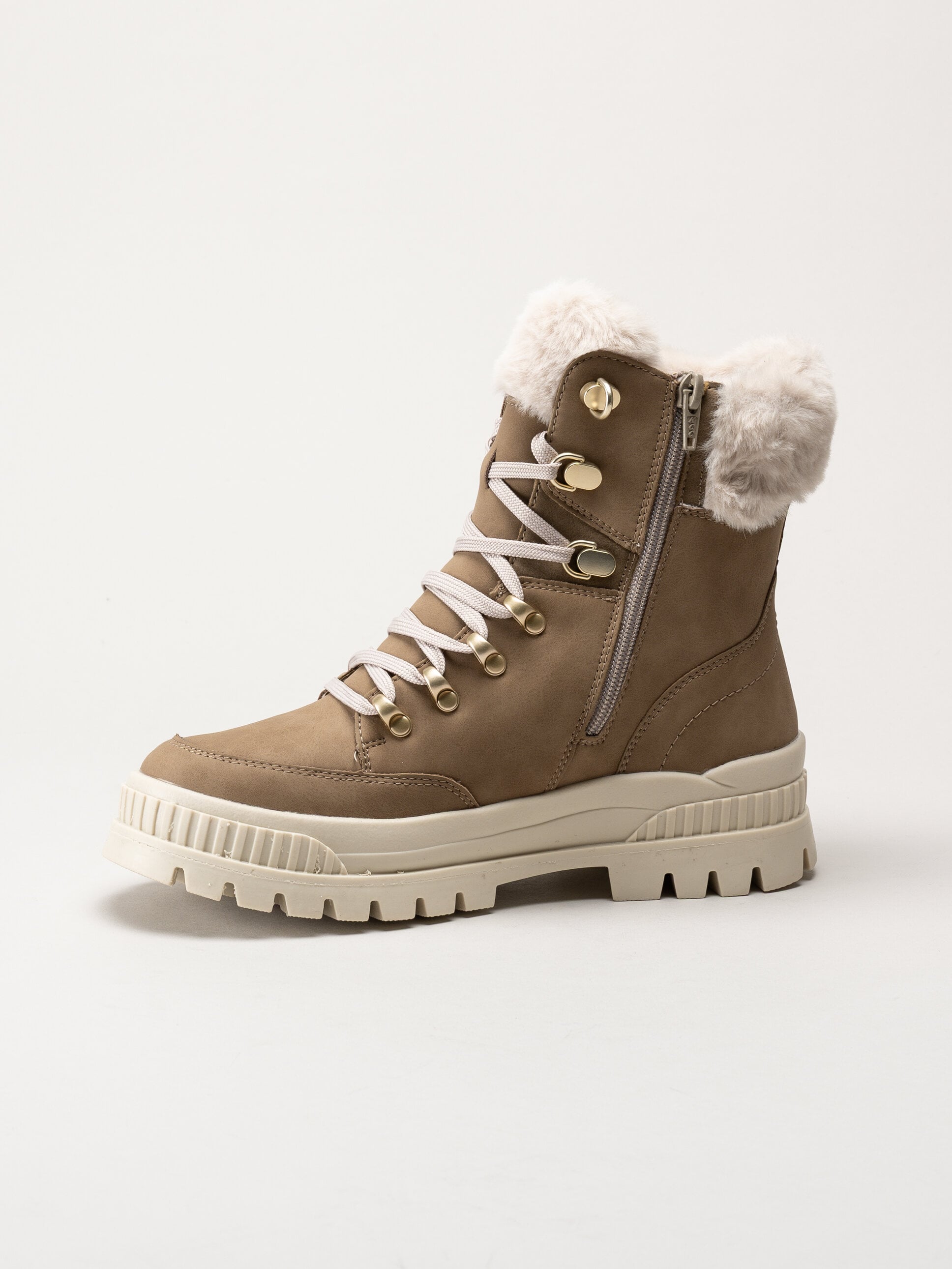 Rieker - Beige fodrade kängor i skinn