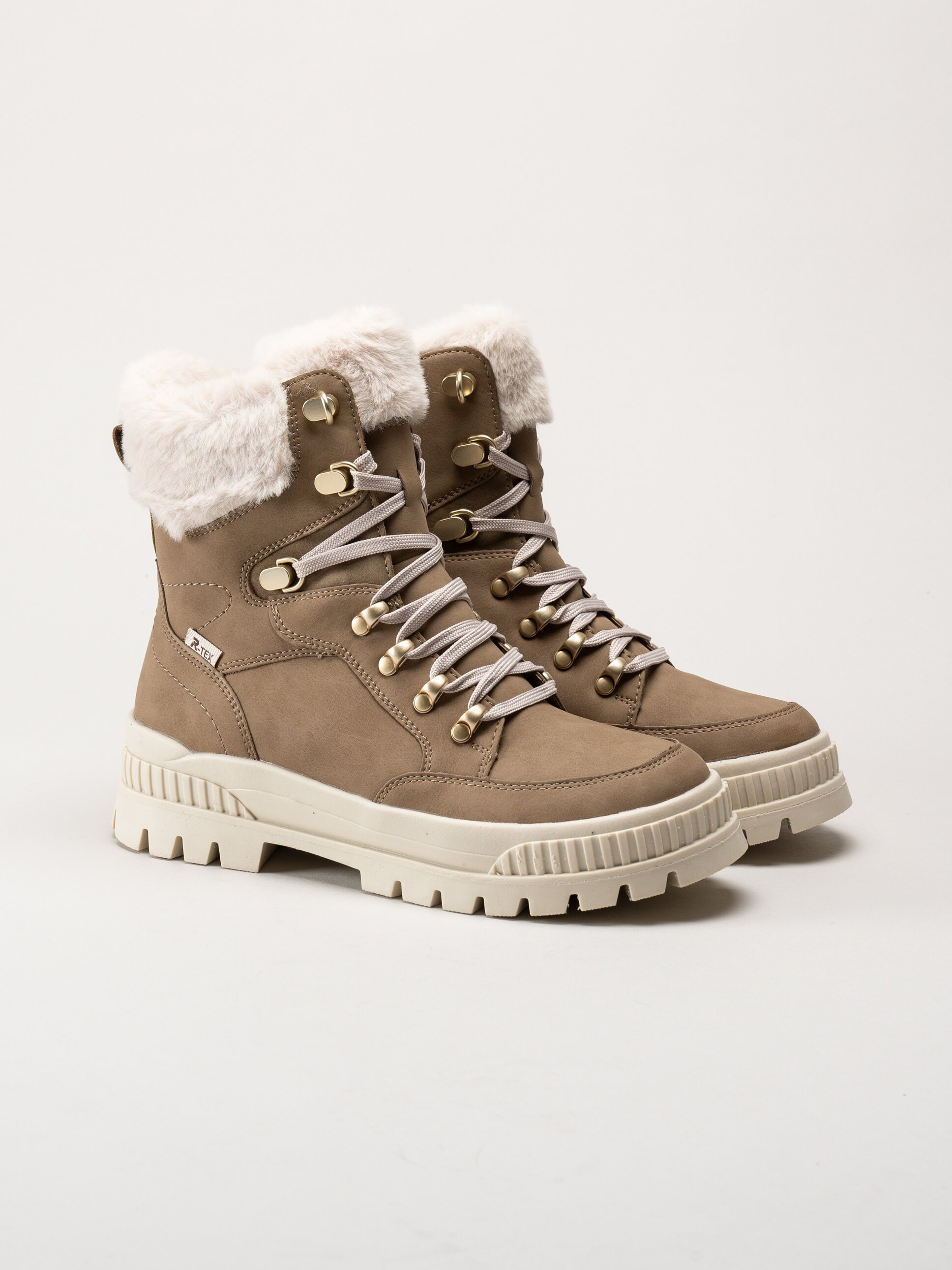 Rieker - Beige fodrade kängor i skinn