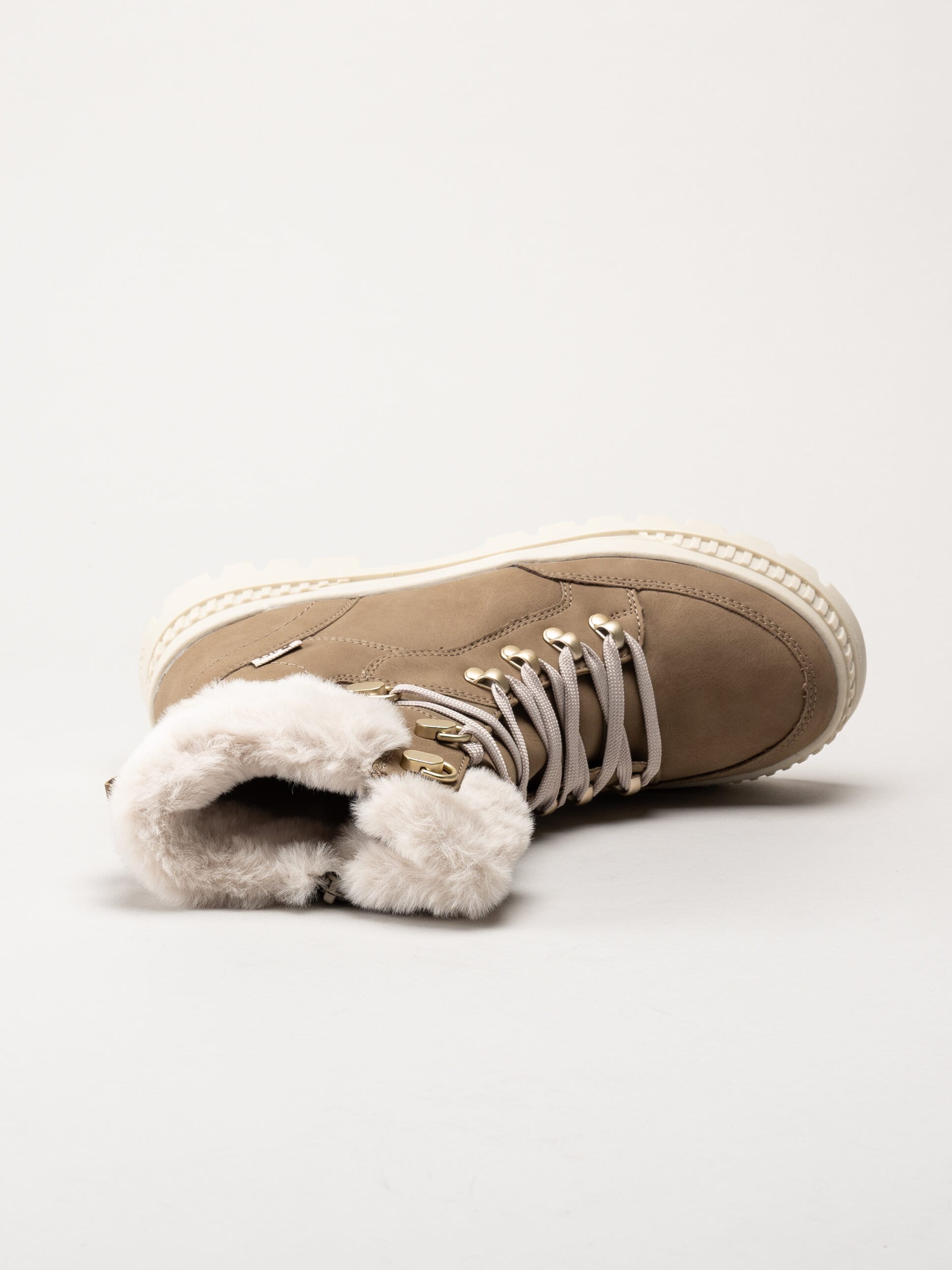 Rieker - Beige fodrade kängor i skinn