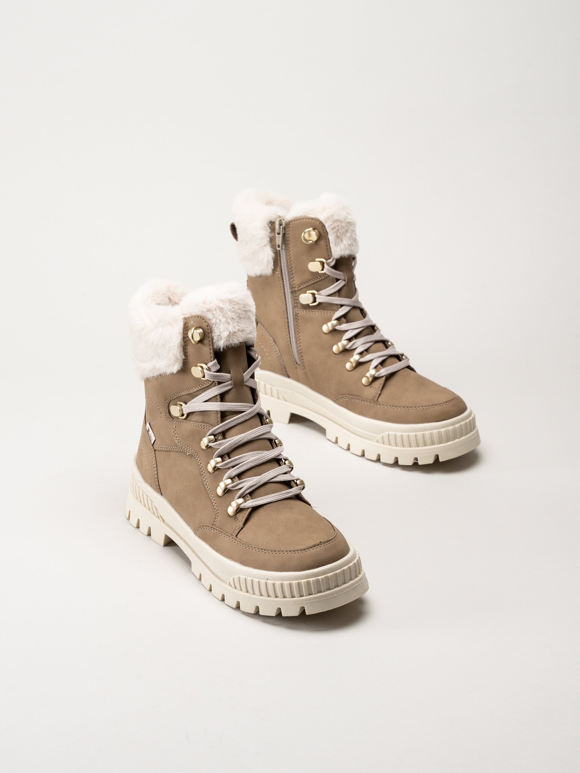 Rieker - Beige fodrade kängor i skinn