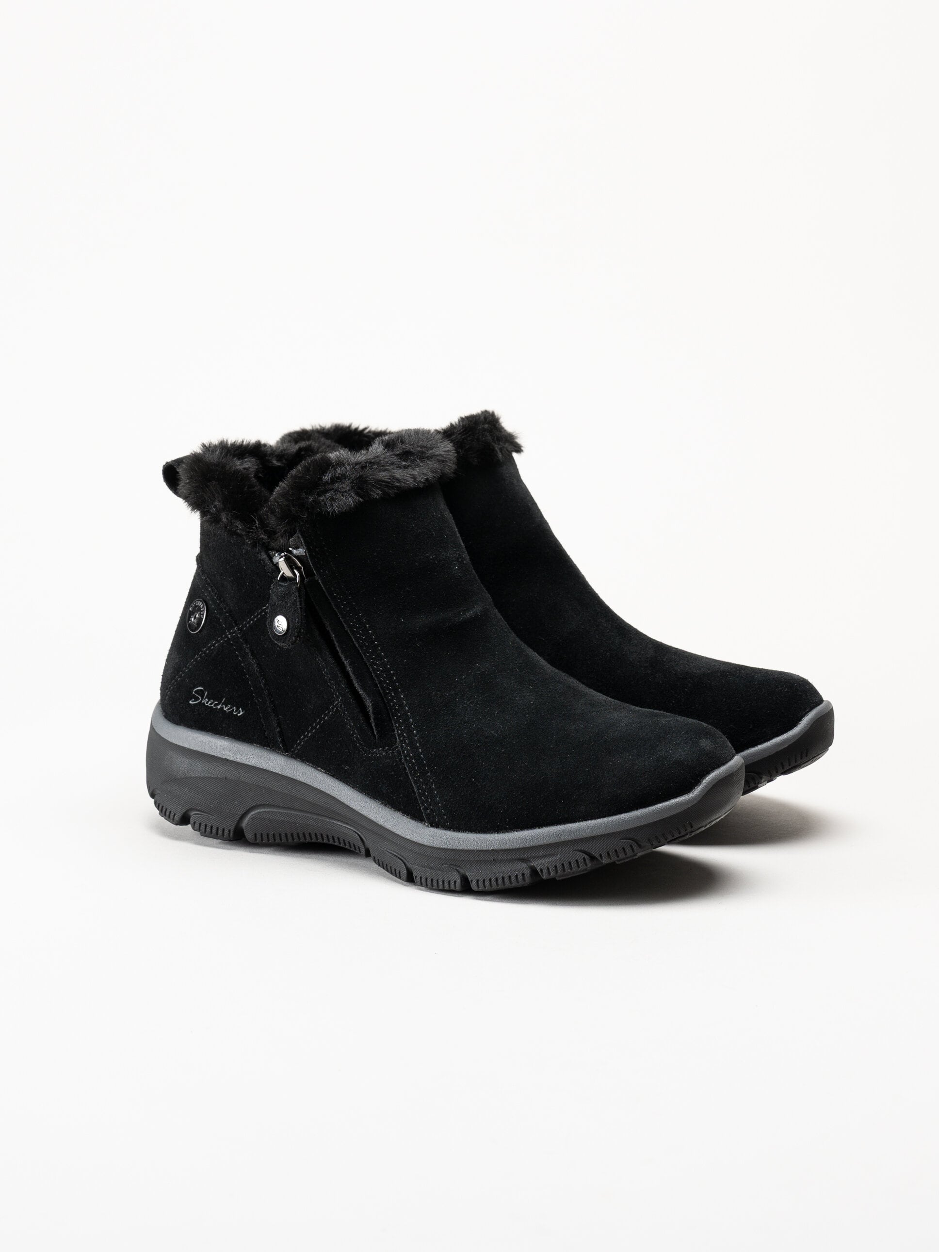 Skechers - Svarta fodrade kängor i mocka