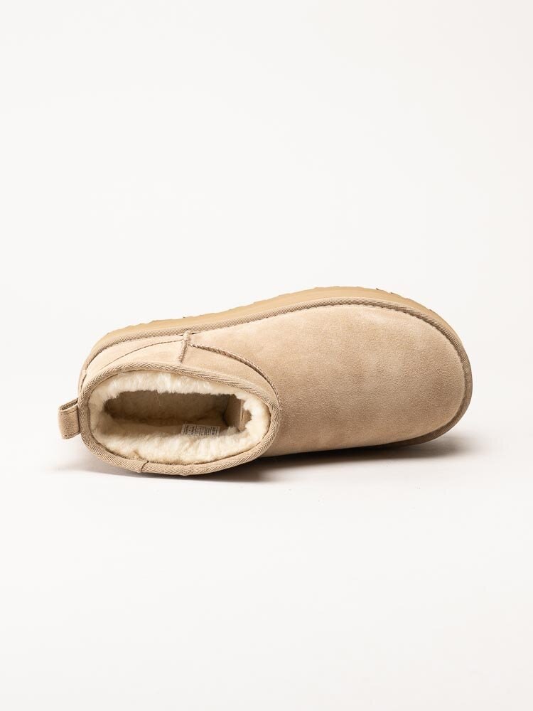 UGG - Ultra Mini Platform - Beige ullfodrade platåboots i mocka