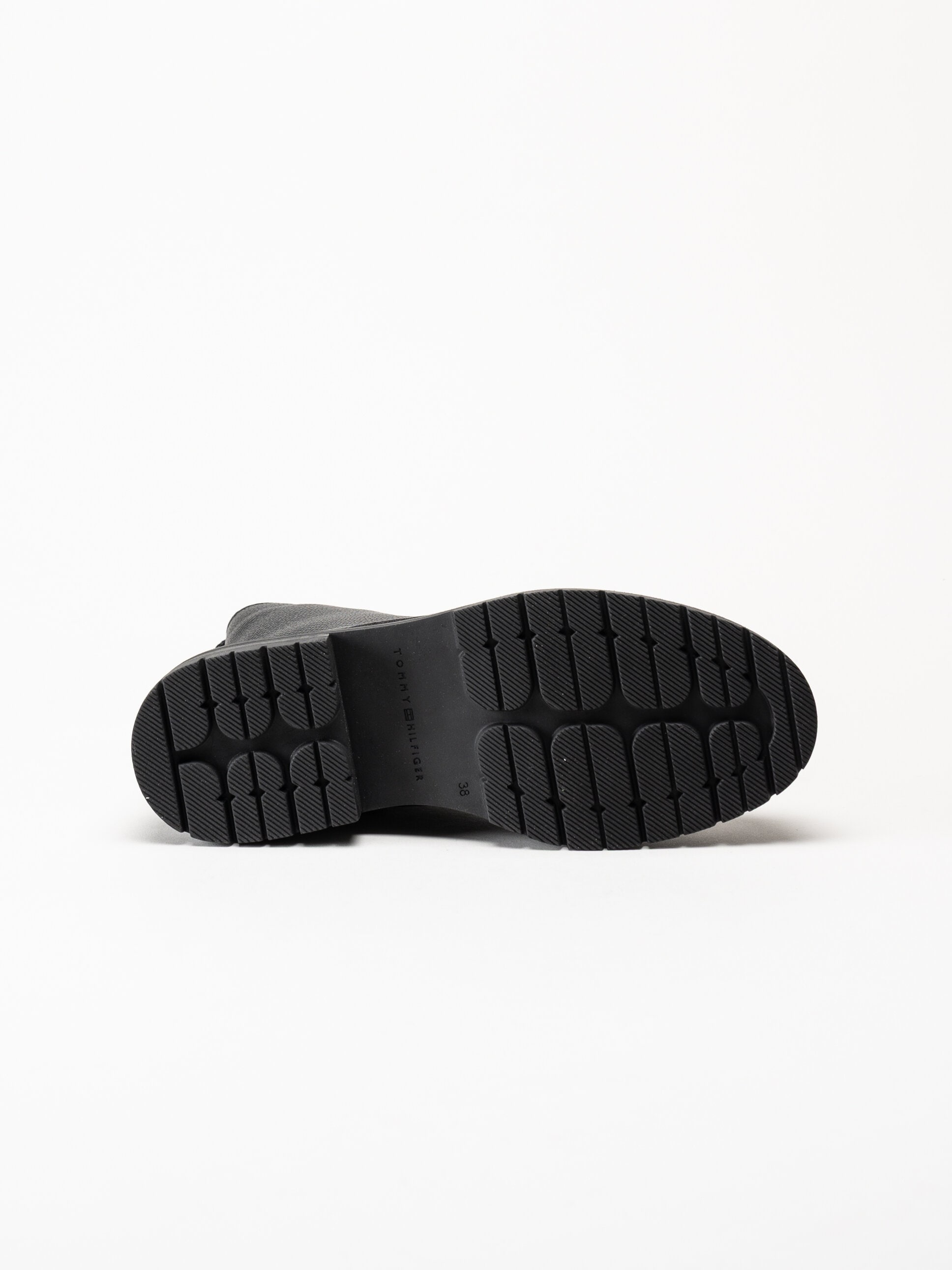 Tommy Hilfiger - TH Plaque Pebble Lace Boot - Svarta kängor i skinn