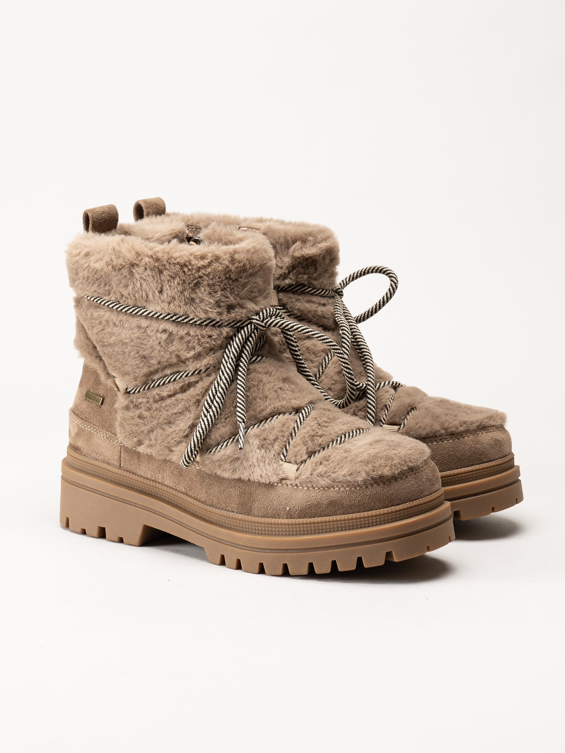 Duffy - Beige kängor i fuskpäls