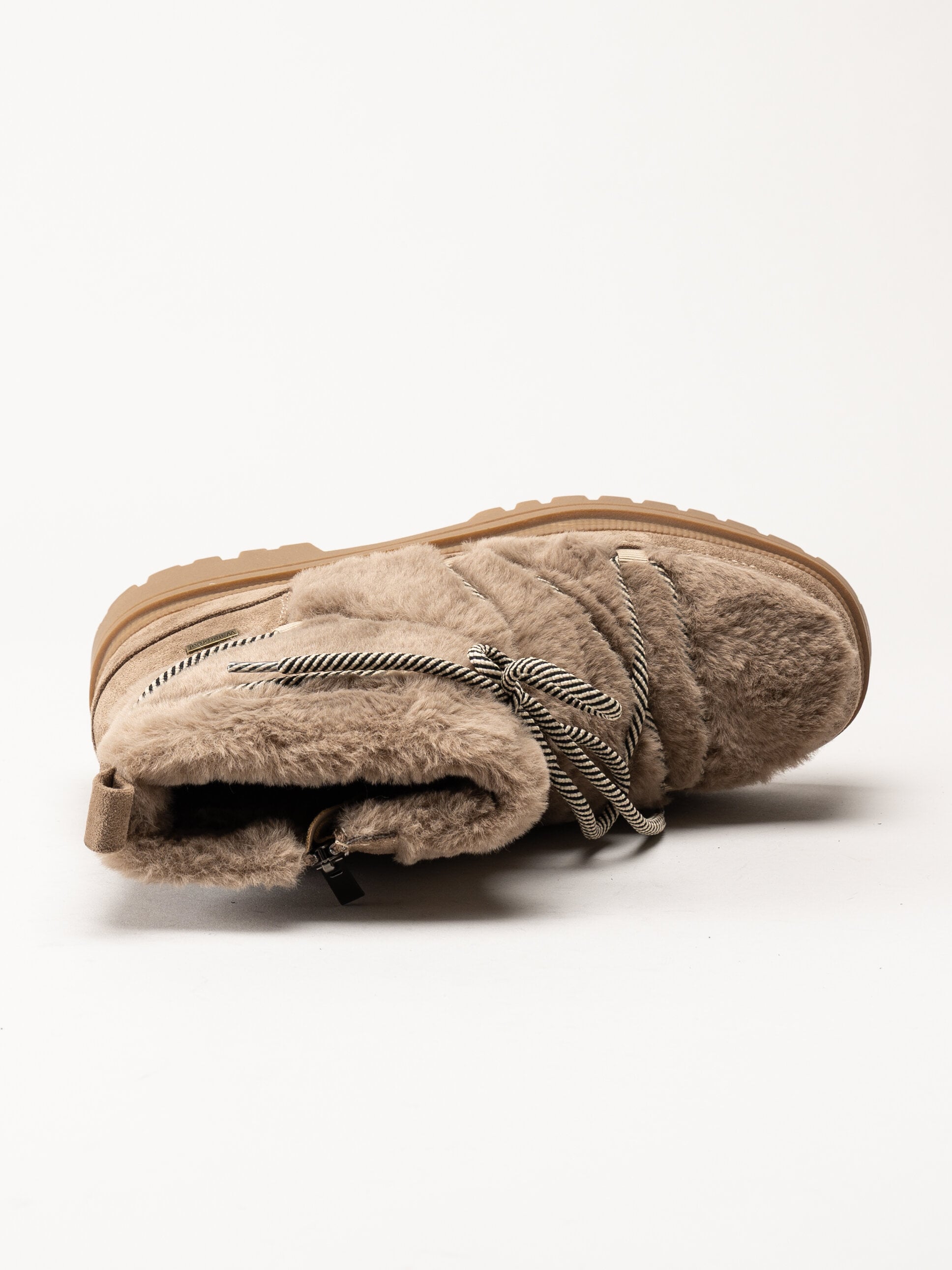 Duffy - Beige kängor i fuskpäls