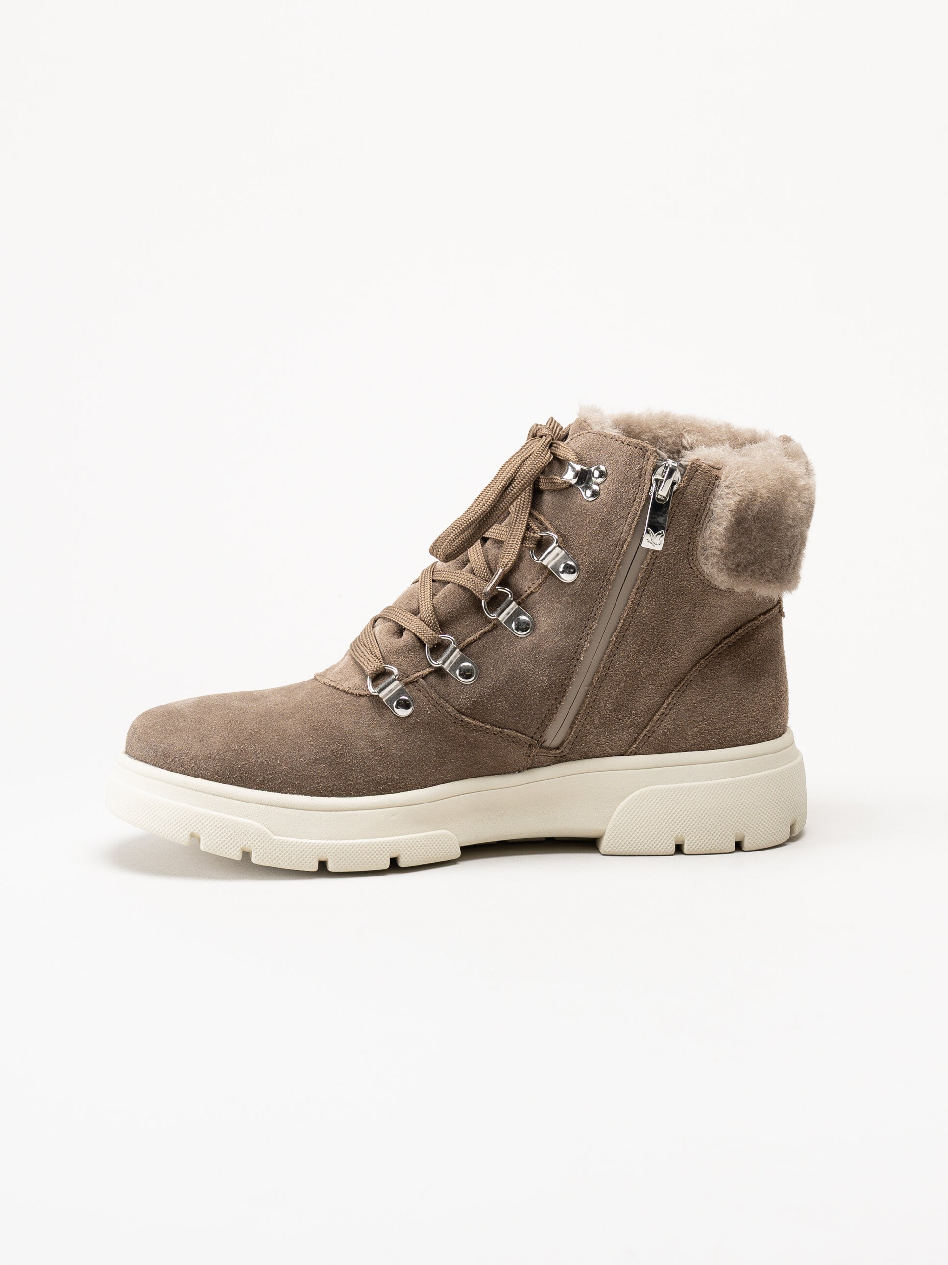 Caprice - Beige kängor i mocka