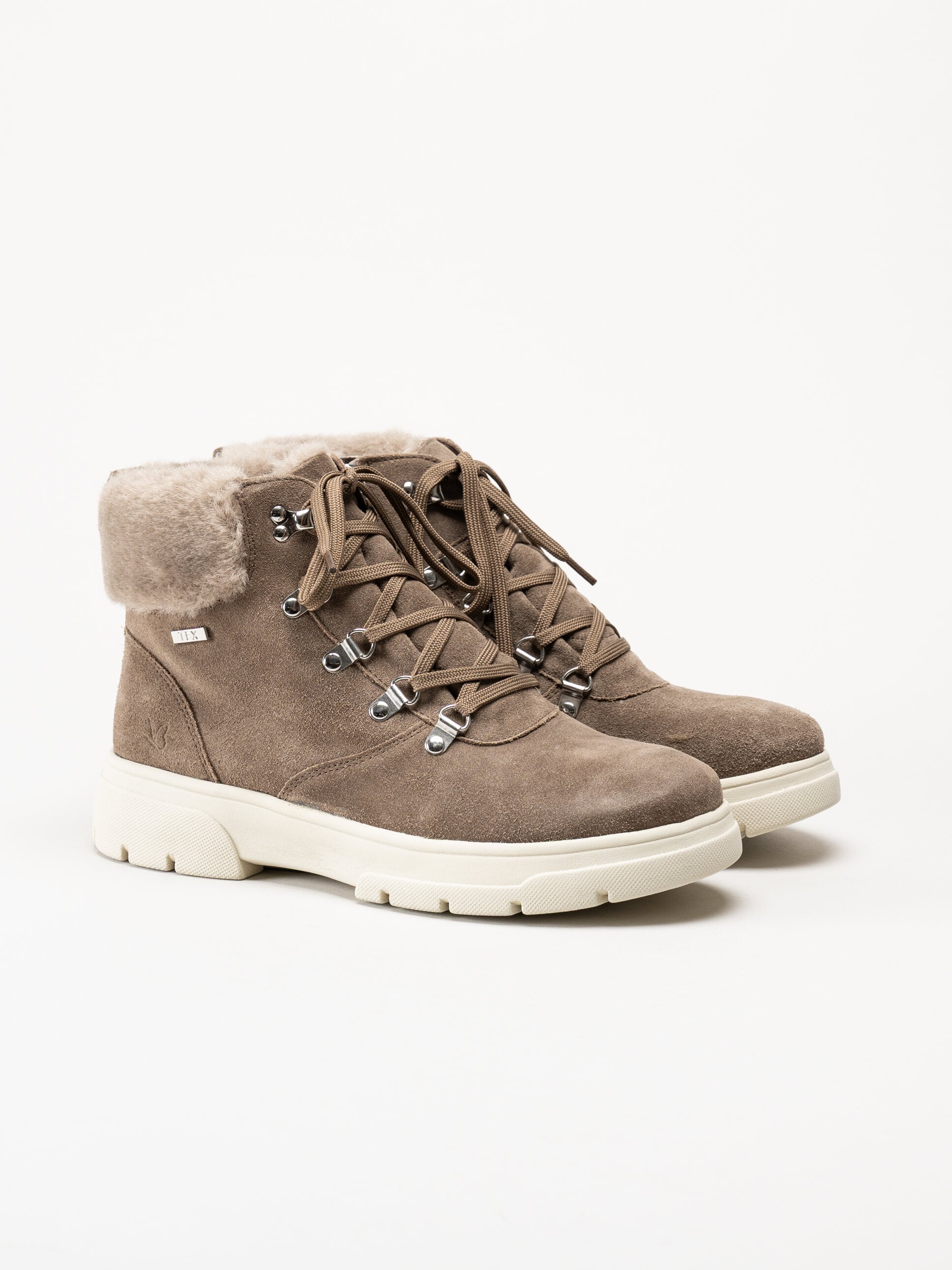Caprice - Beige kängor i mocka