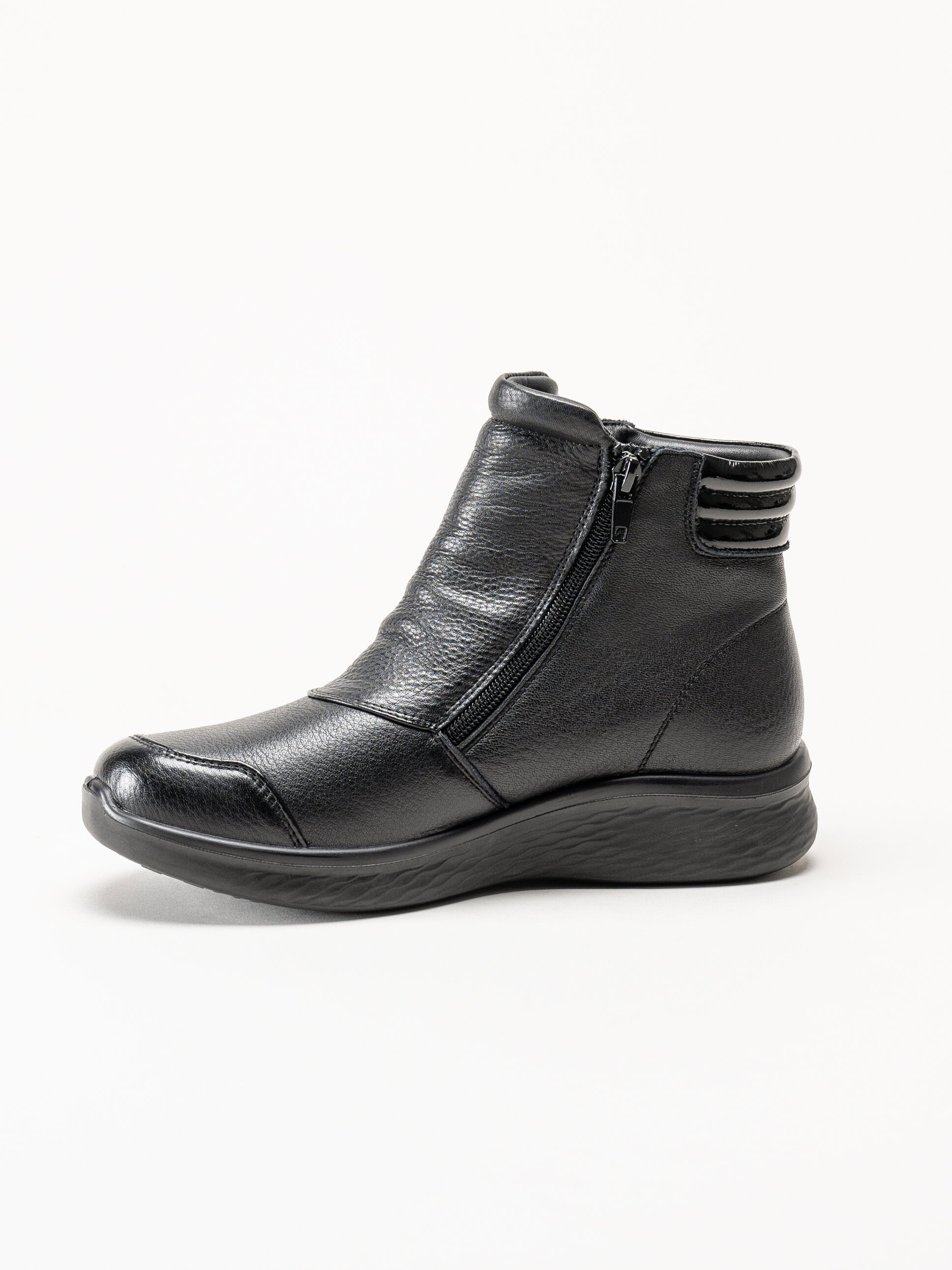 G Comfort - Double Zip - Svarta kängor i skinn