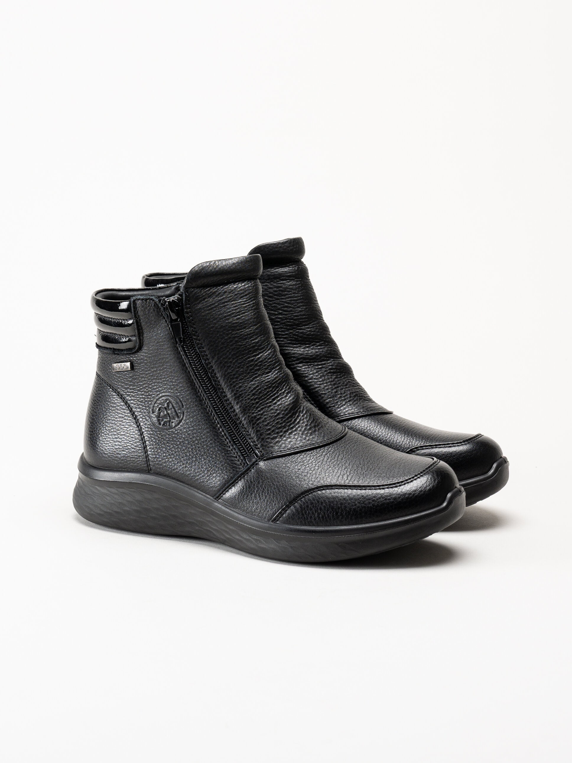 G Comfort - Double Zip - Svarta kängor i skinn