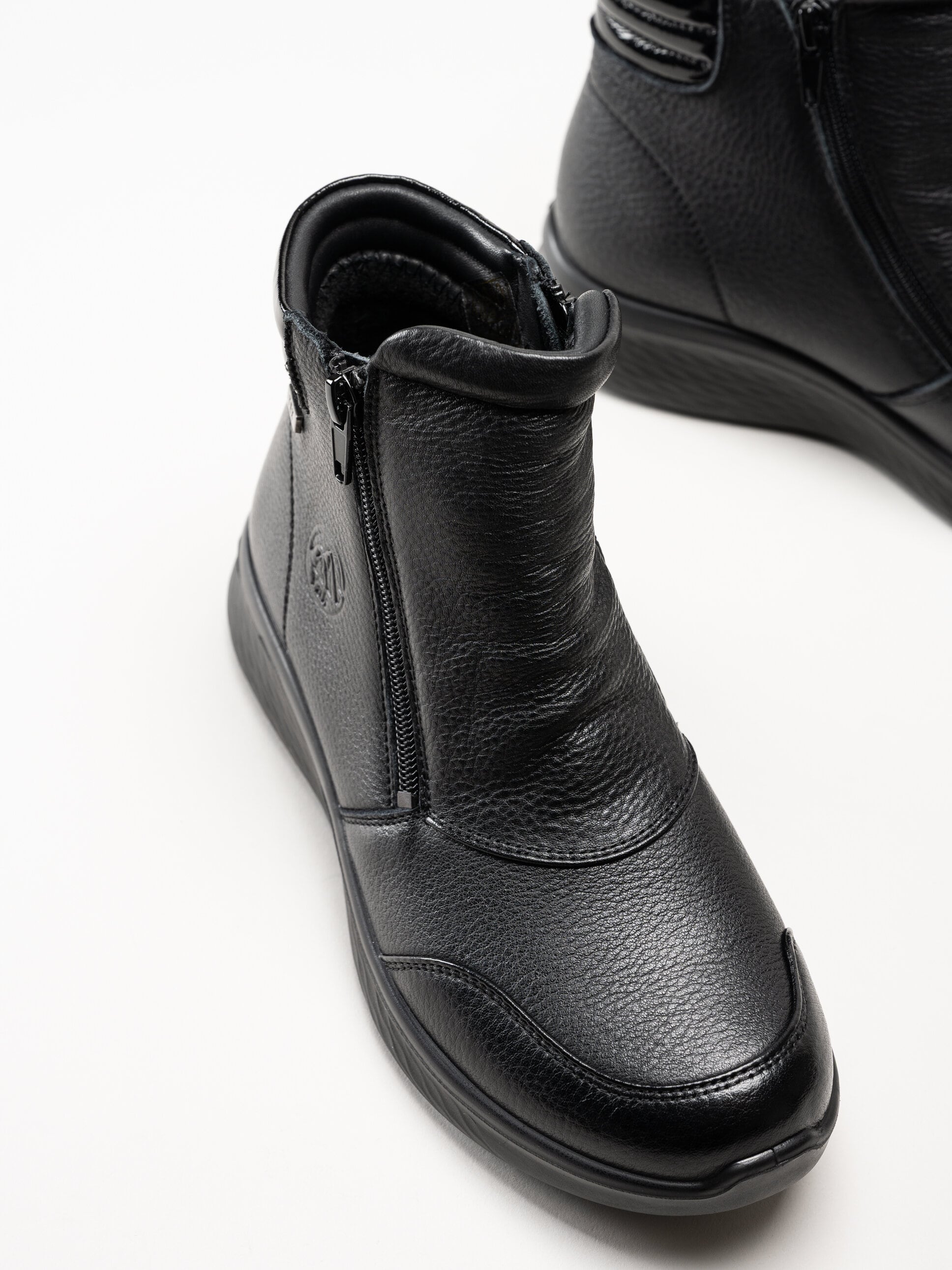 G Comfort - Double Zip - Svarta kängor i skinn