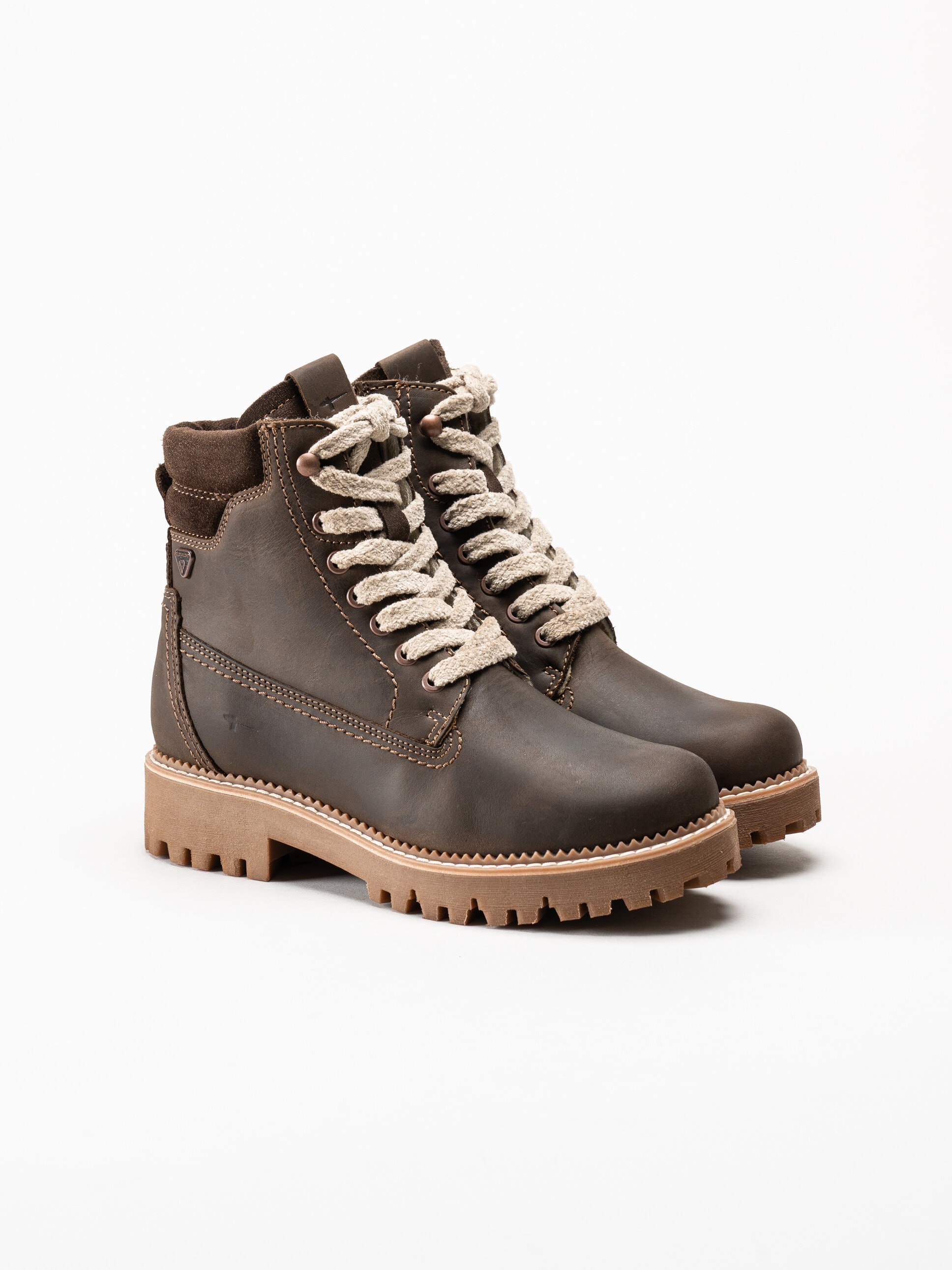 Tamaris - Mörkbruna fodrade kängor i skinn