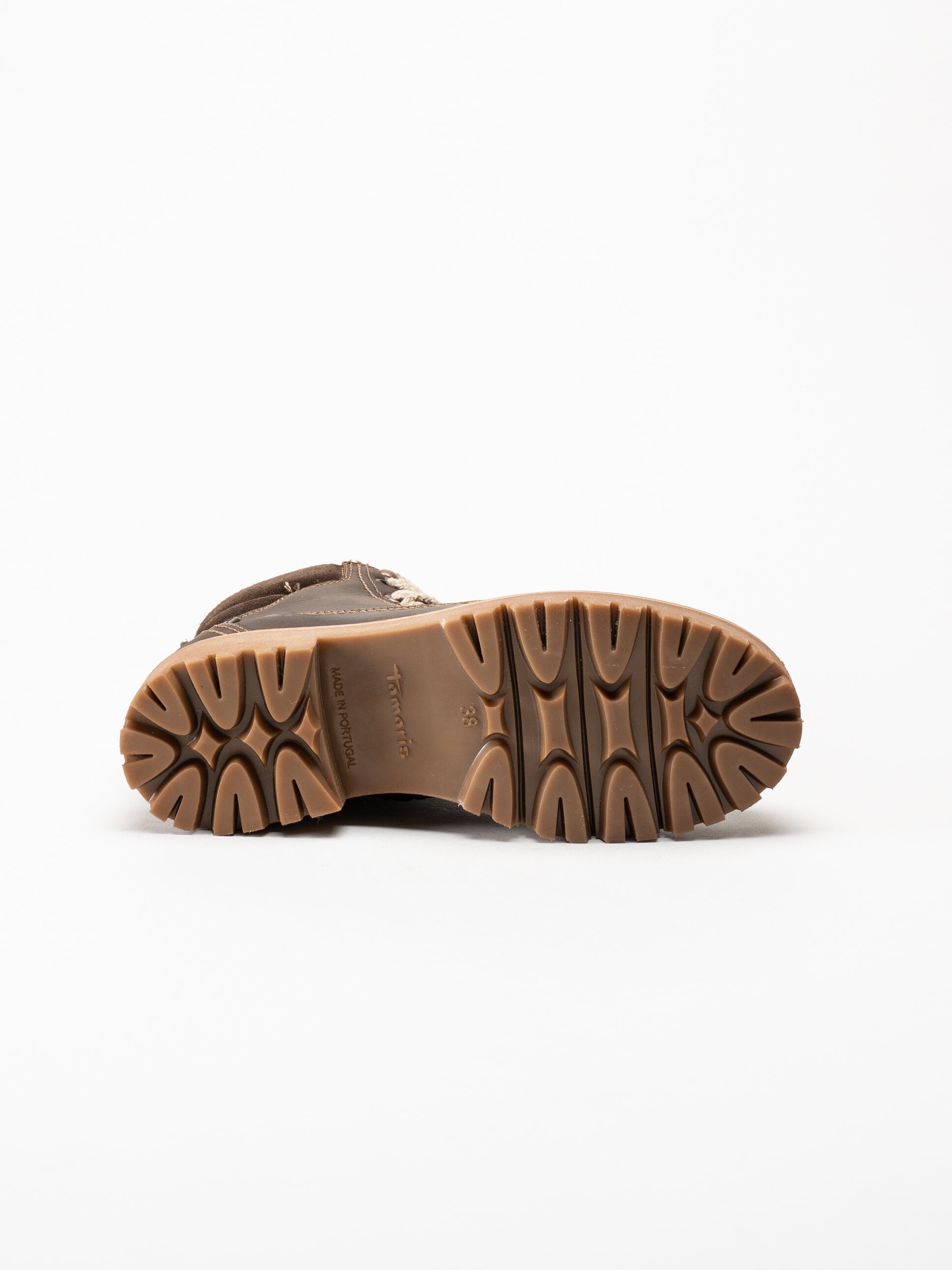 Tamaris - Mörkbruna fodrade kängor i skinn