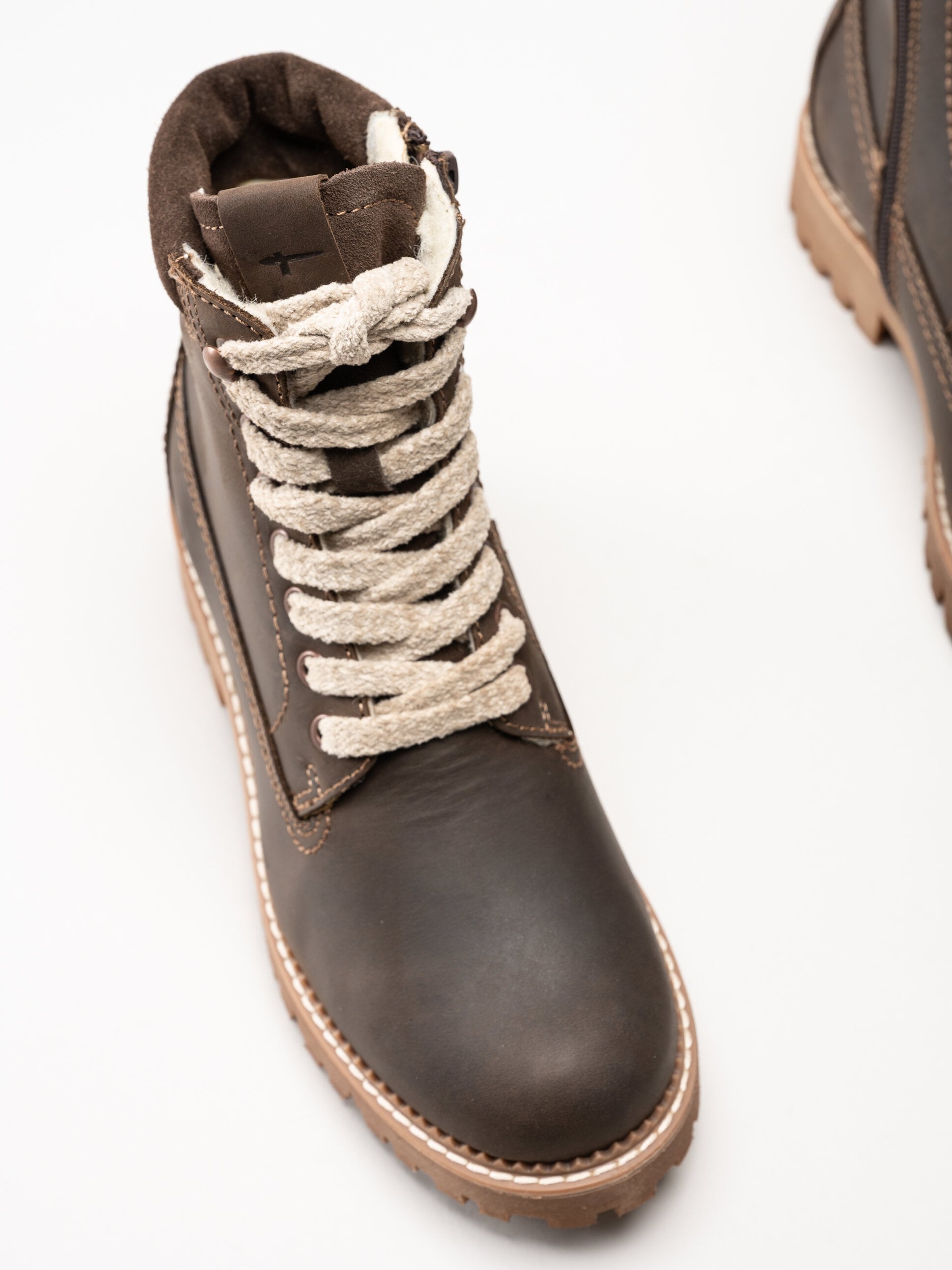 Tamaris - Mörkbruna fodrade kängor i skinn