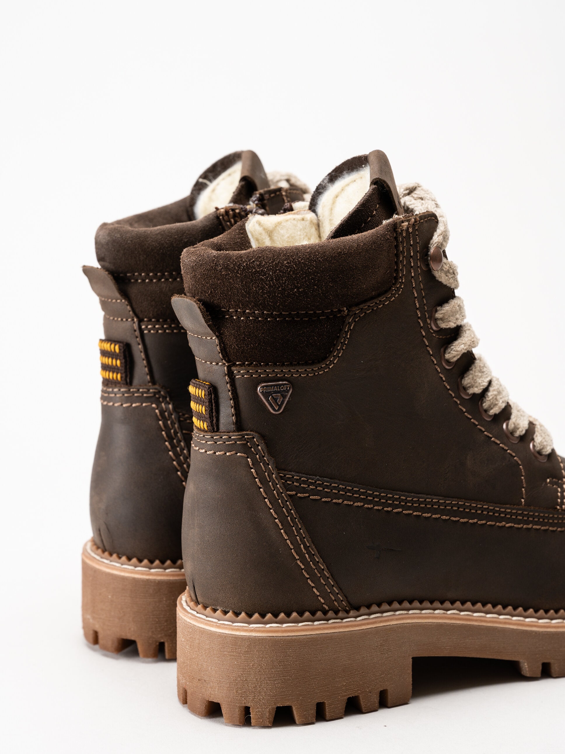 Tamaris - Mörkbruna fodrade kängor i skinn