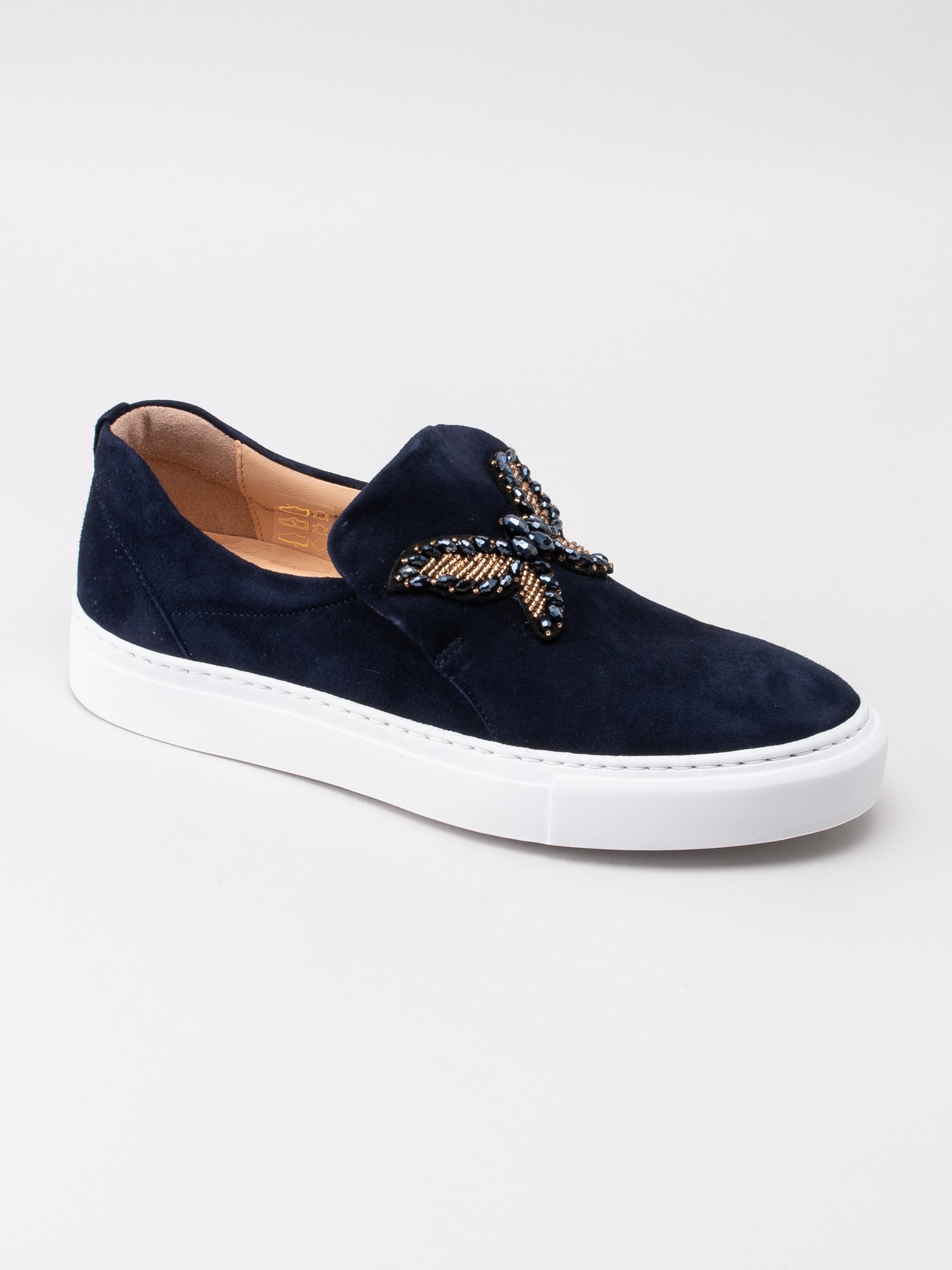 08191012 Billi Bi 6015-51 mörkblå slip on sneakers med dekorfjäril-1