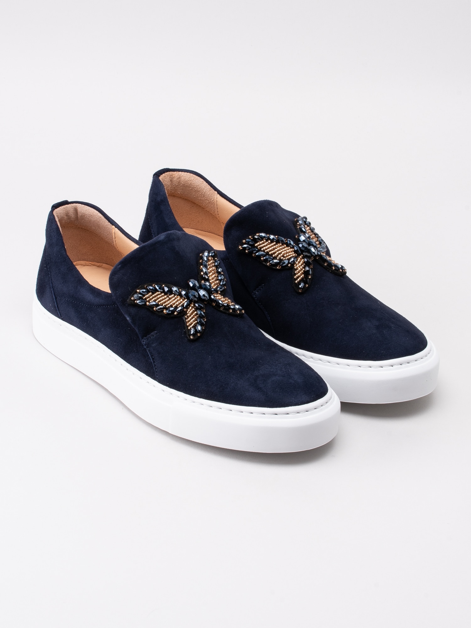 08191012 Billi Bi 6015-51 mörkblå slip on sneakers med dekorfjäril-3