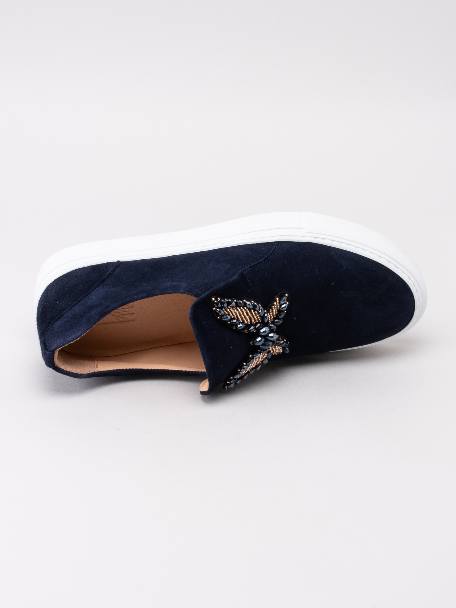 08191012 Billi Bi 6015-51 mörkblå slip on sneakers med dekorfjäril-4