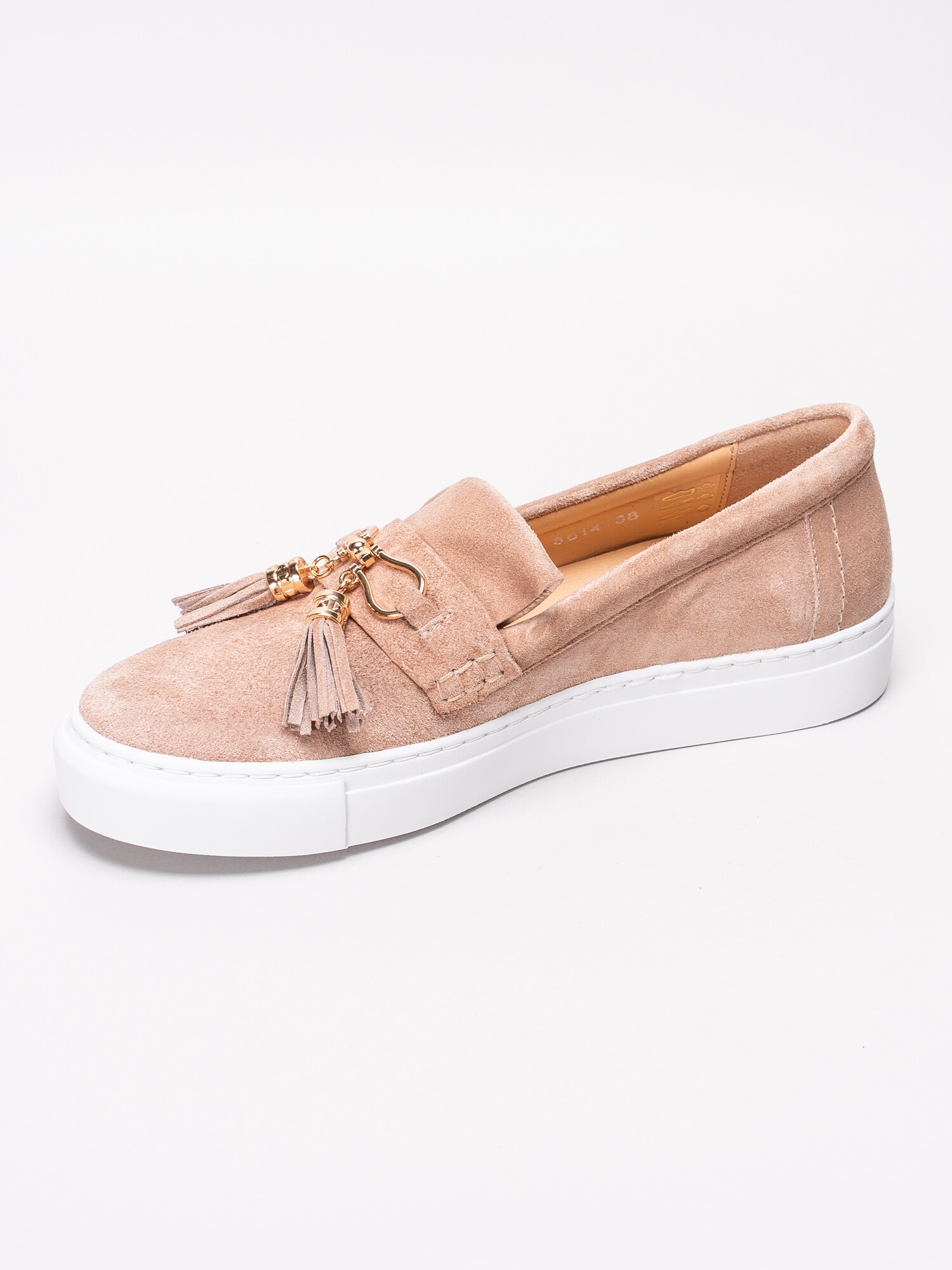 08191016 Billi Bi 8614-518 rosa slip ons sneakers med guldspänne och tofsar-2