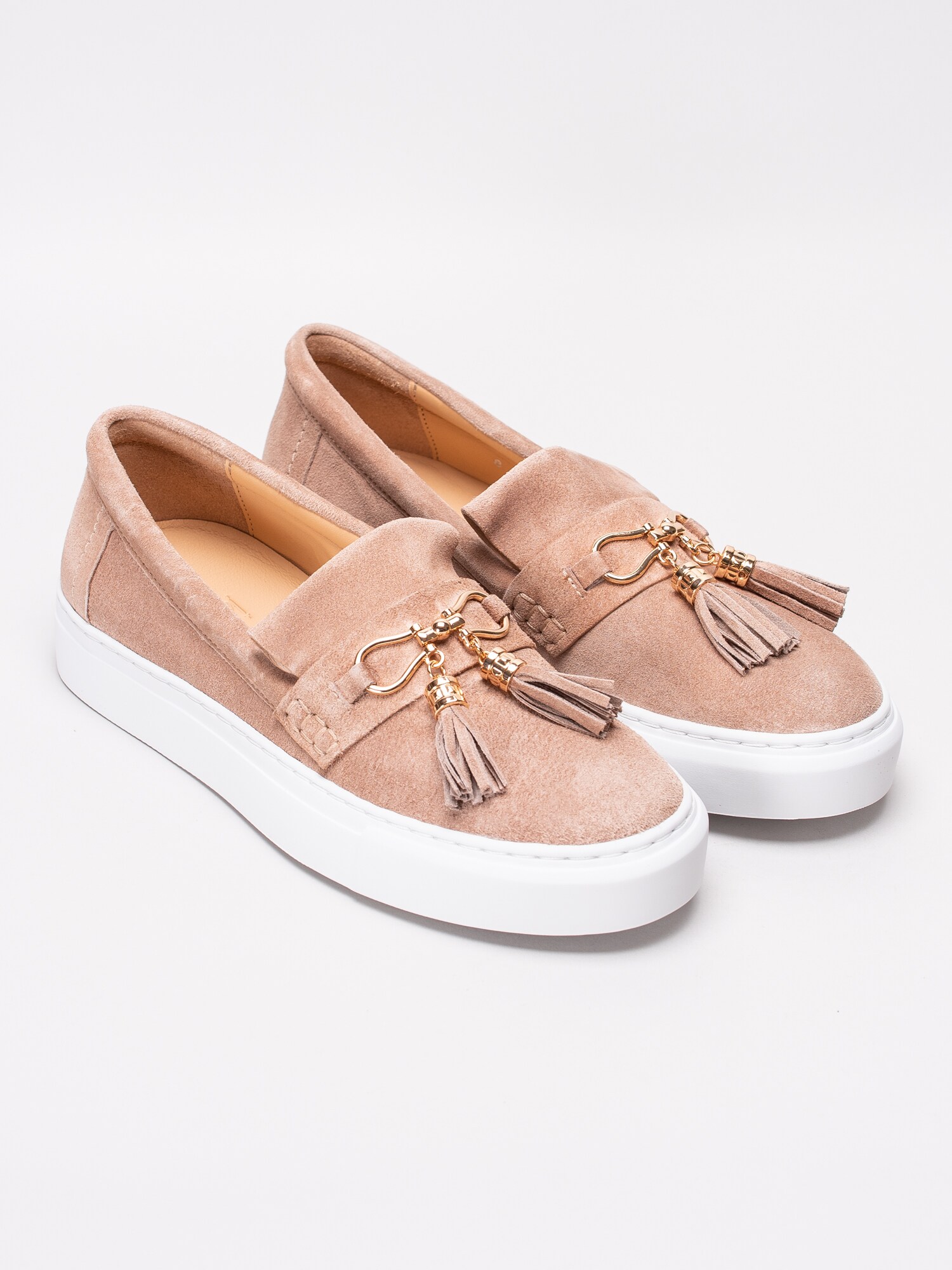 08191016 Billi Bi 8614-518 rosa slip ons sneakers med guldspänne och tofsar-3