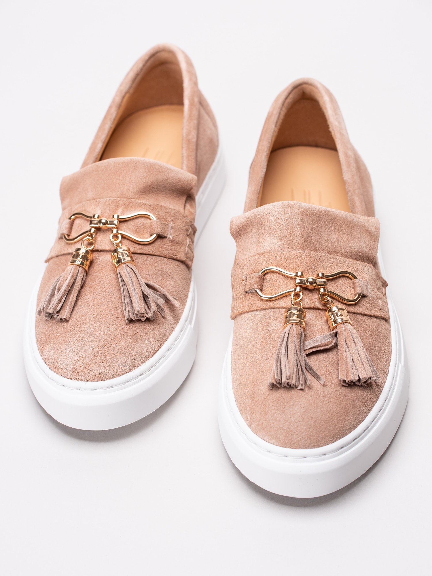 08191016 Billi Bi 8614-518 rosa slip ons sneakers med guldspänne och tofsar-6