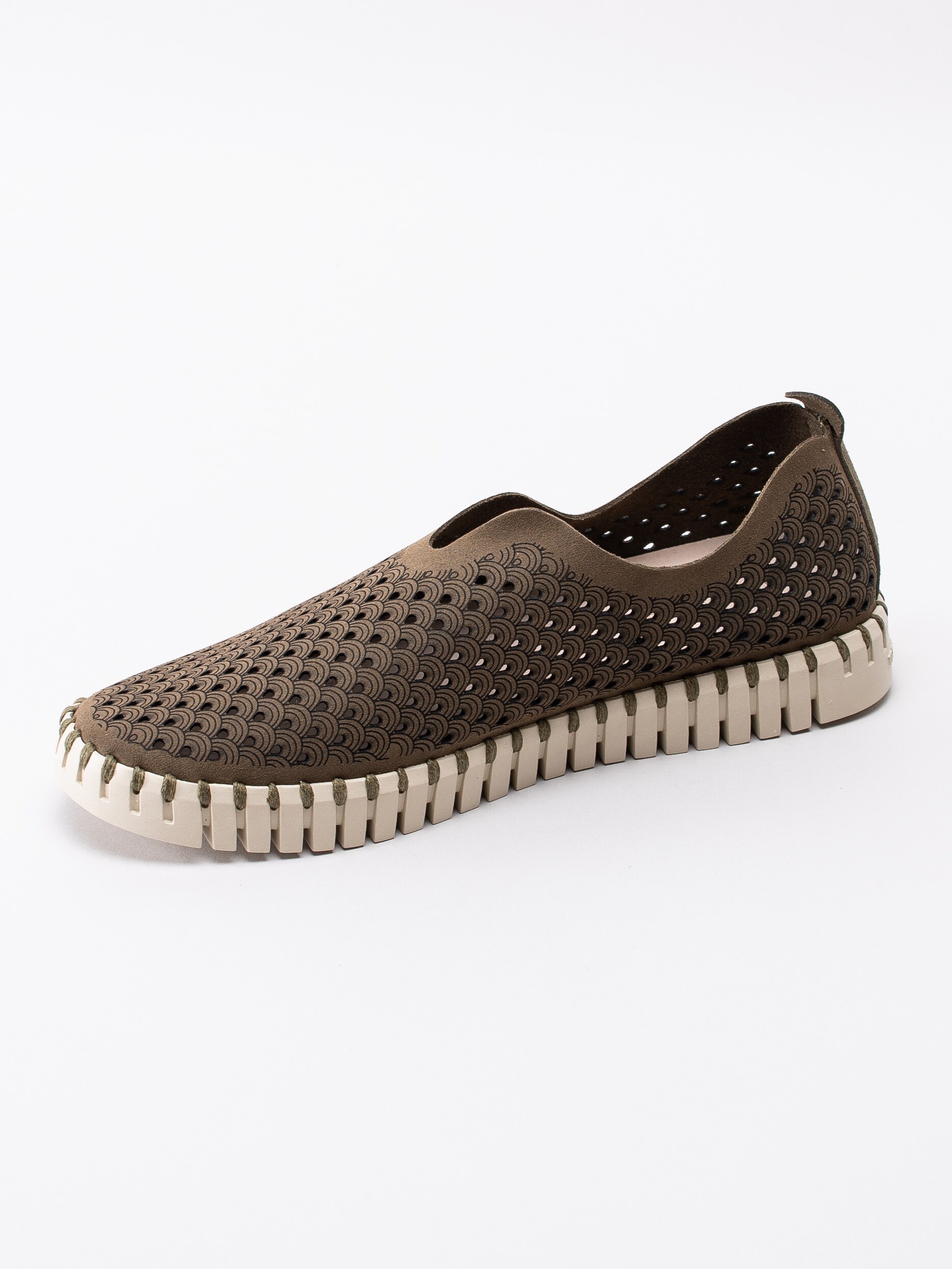 08191034 Ilse Jacobsen Tulip TULIP3275-465 mörkgröna slip ons loafers med perforering-2