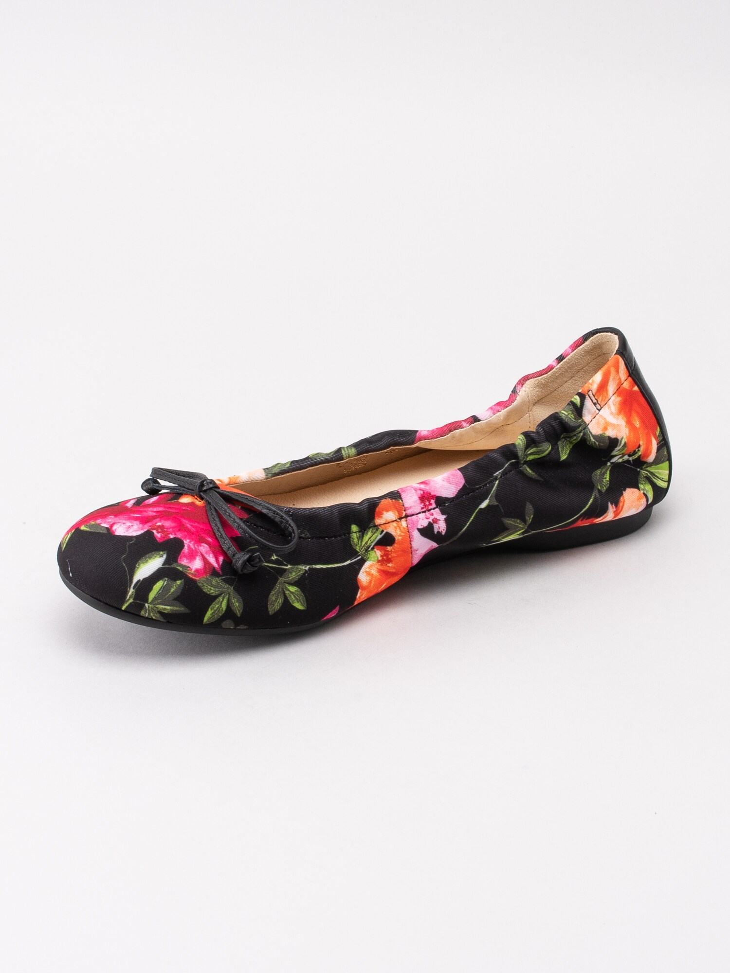 08191043 Gabor 24.120-47 svarta resårballerinas med blommotiv-2