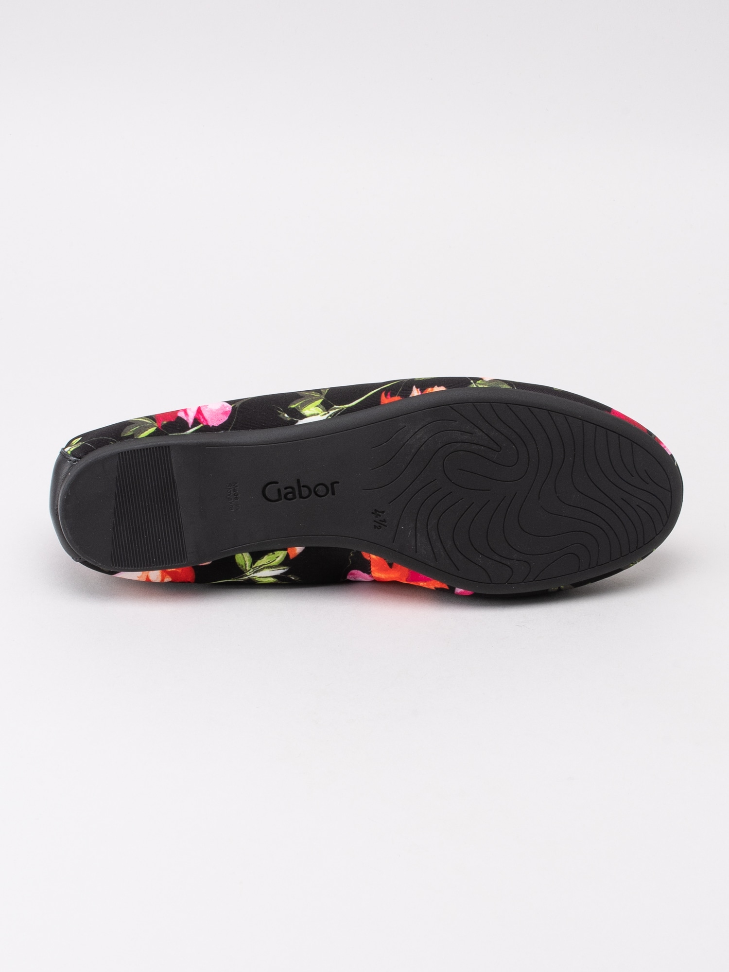 08191043 Gabor 24.120-47 svarta resårballerinas med blommotiv-5