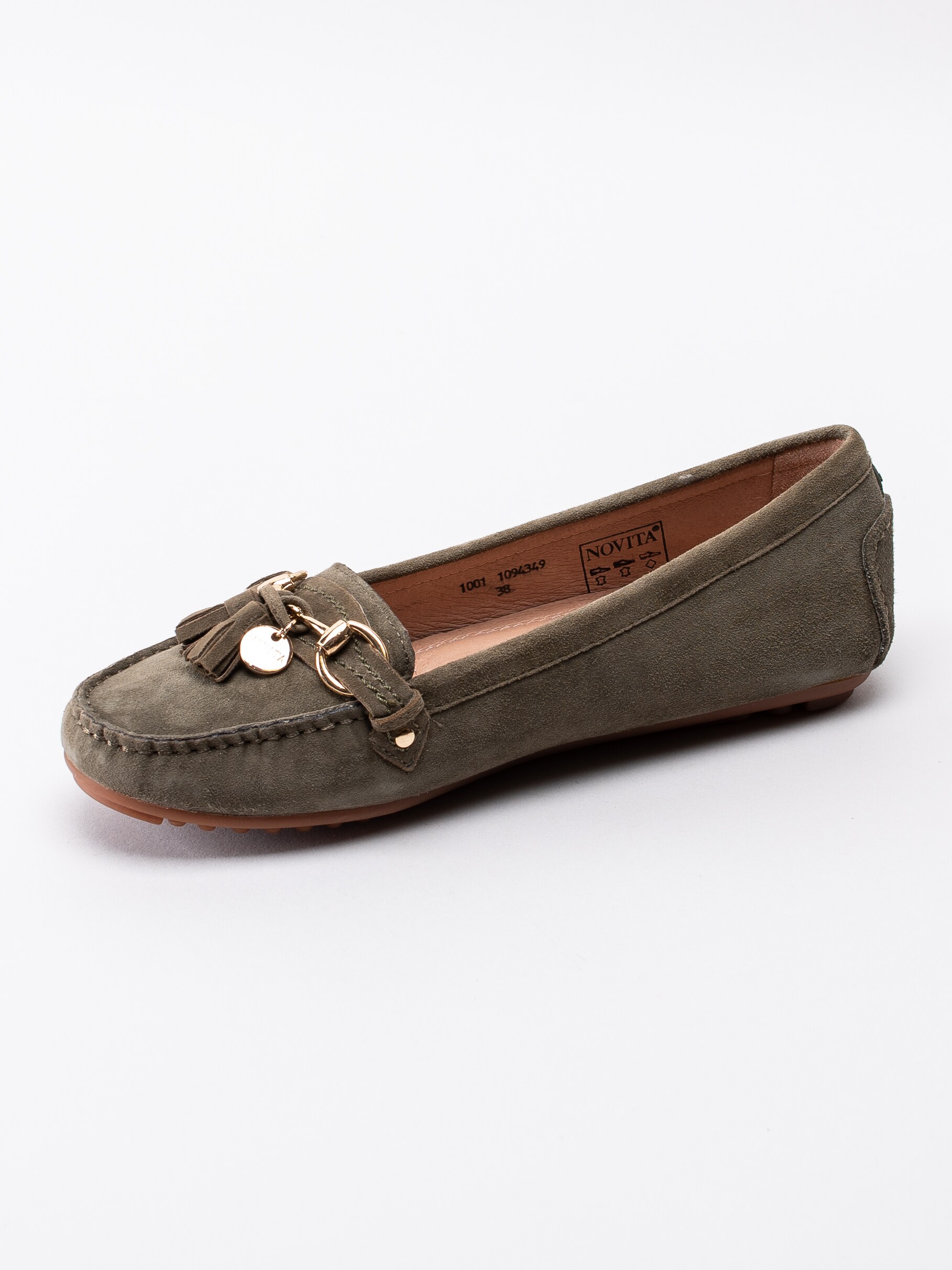 08191076 Novita Parma 1094349 mörkgröna loafers med tassels-2