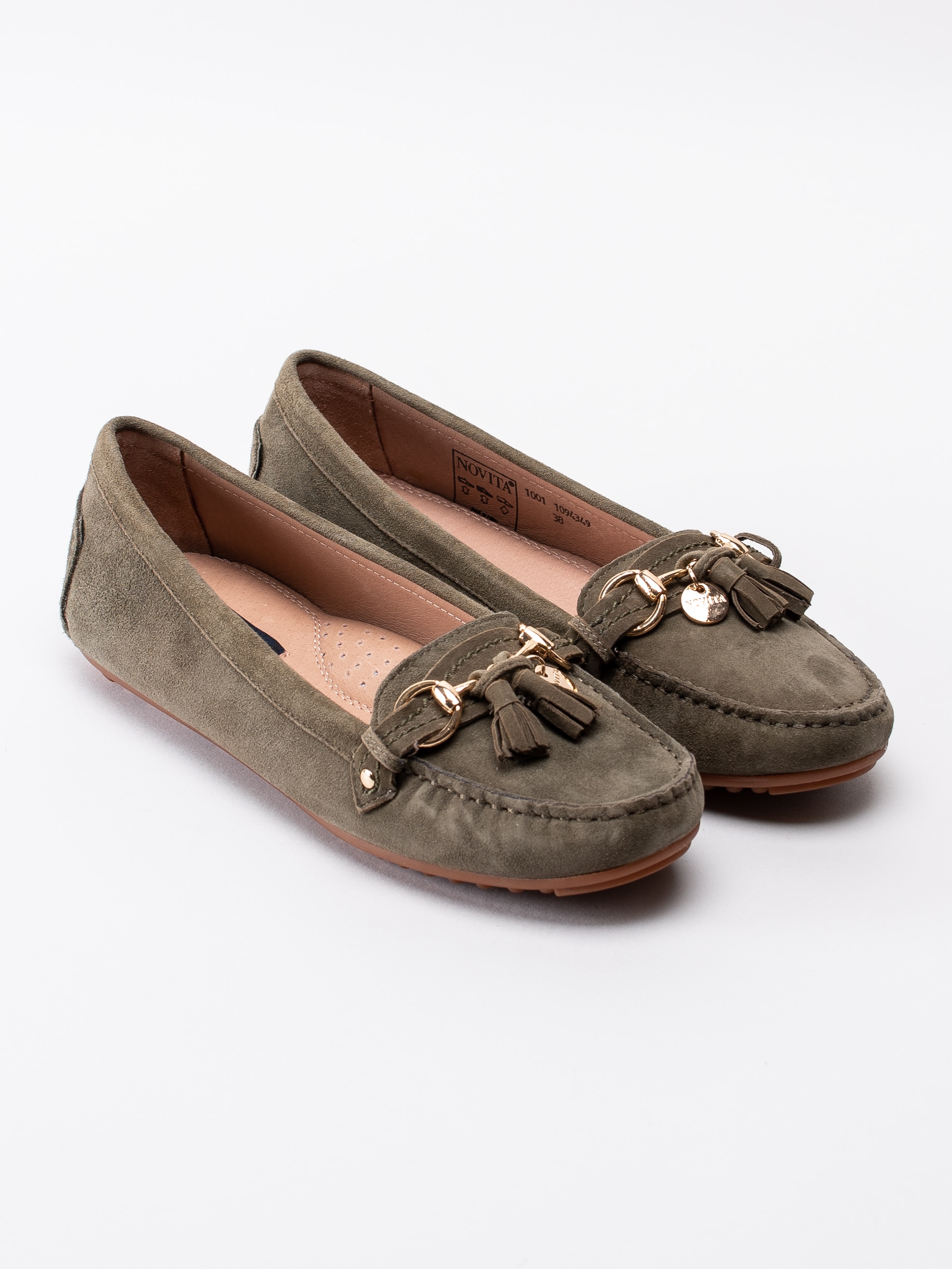 08191076 Novita Parma 1094349 mörkgröna loafers med tassels-3