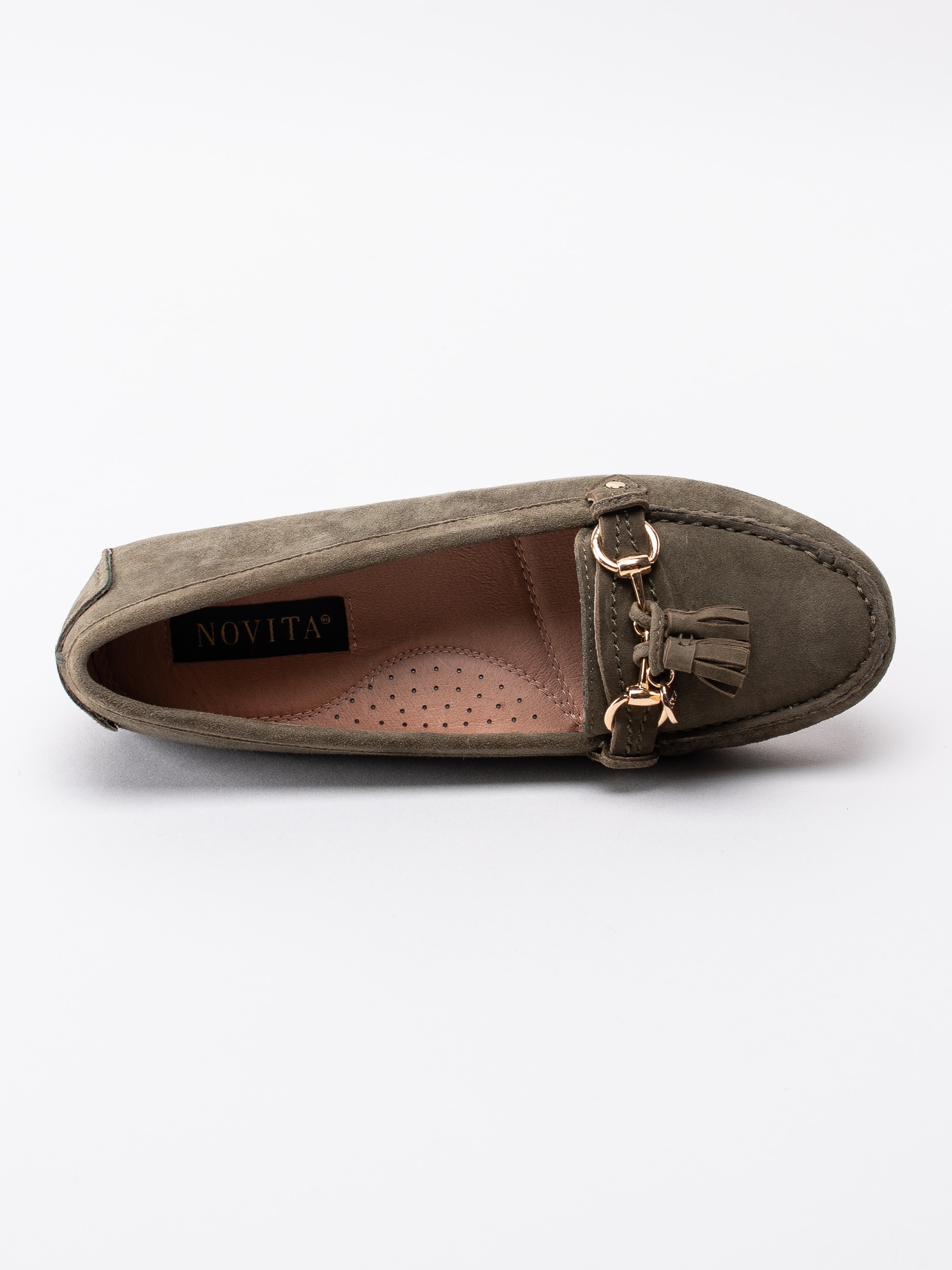 08191076 Novita Parma 1094349 mörkgröna loafers med tassels-4