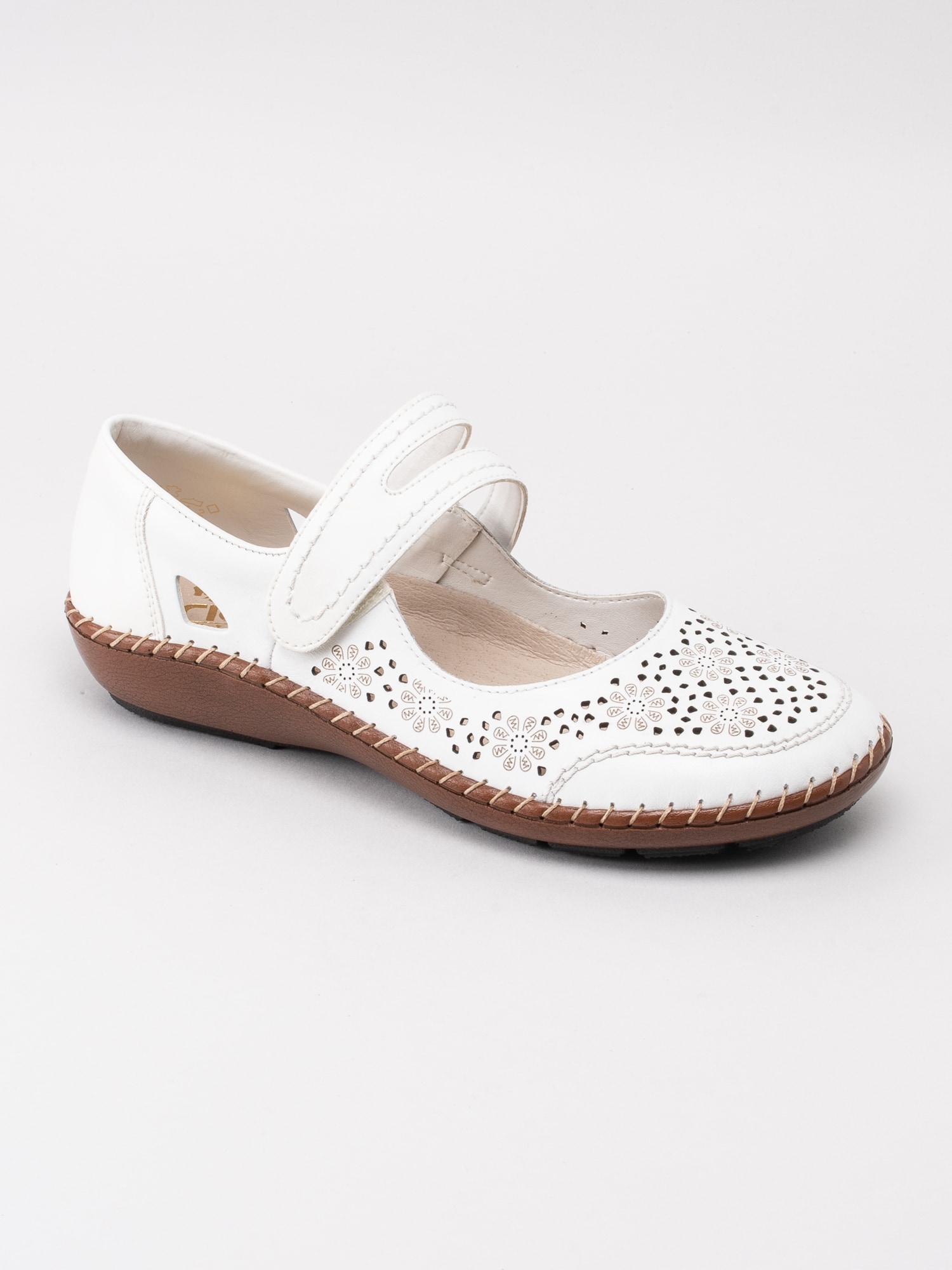 08191084 Rieker 44875-80 vita ballerinas med perforering och slejf-1