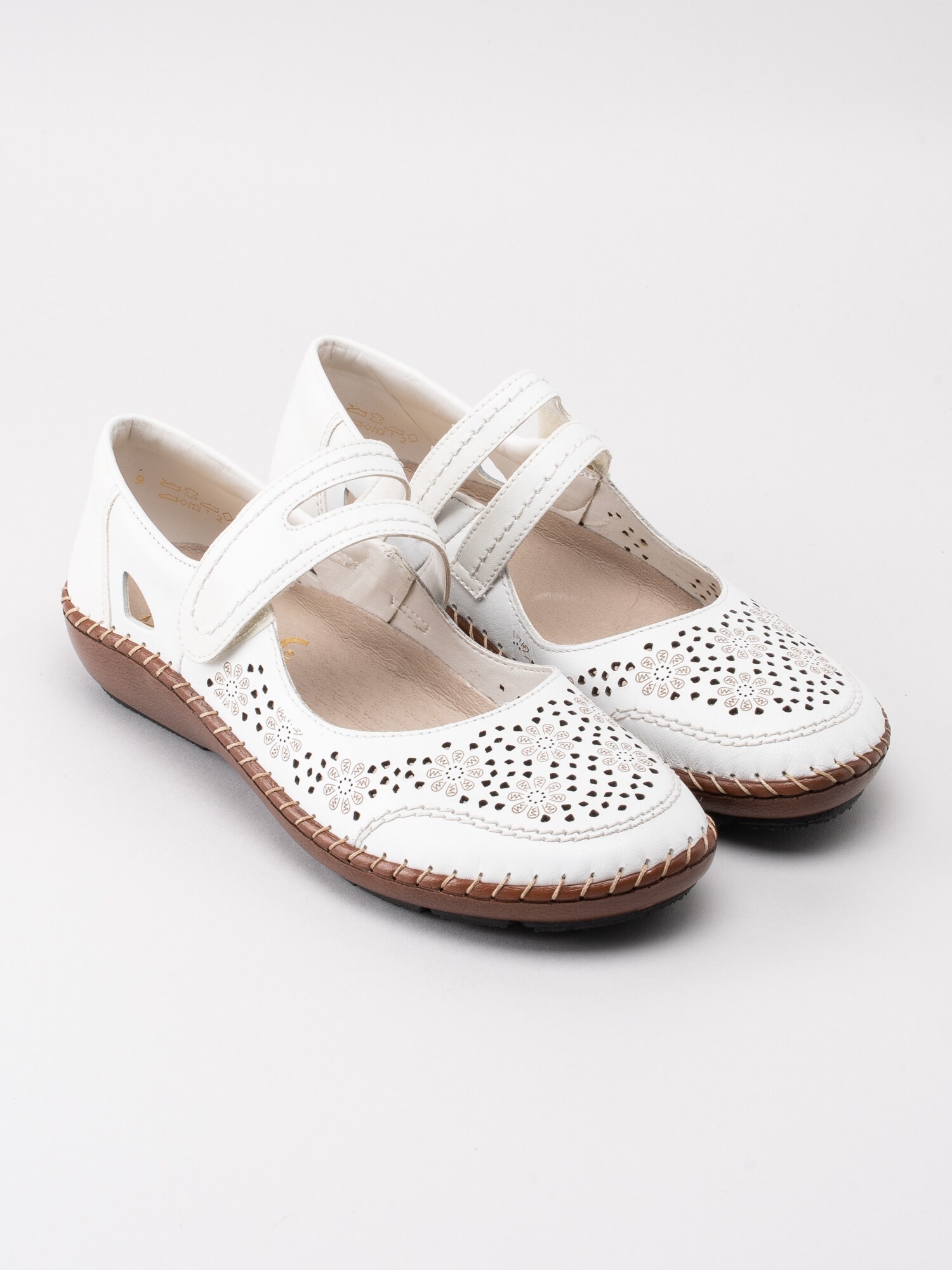 08191084 Rieker 44875-80 vita ballerinas med perforering och slejf-3