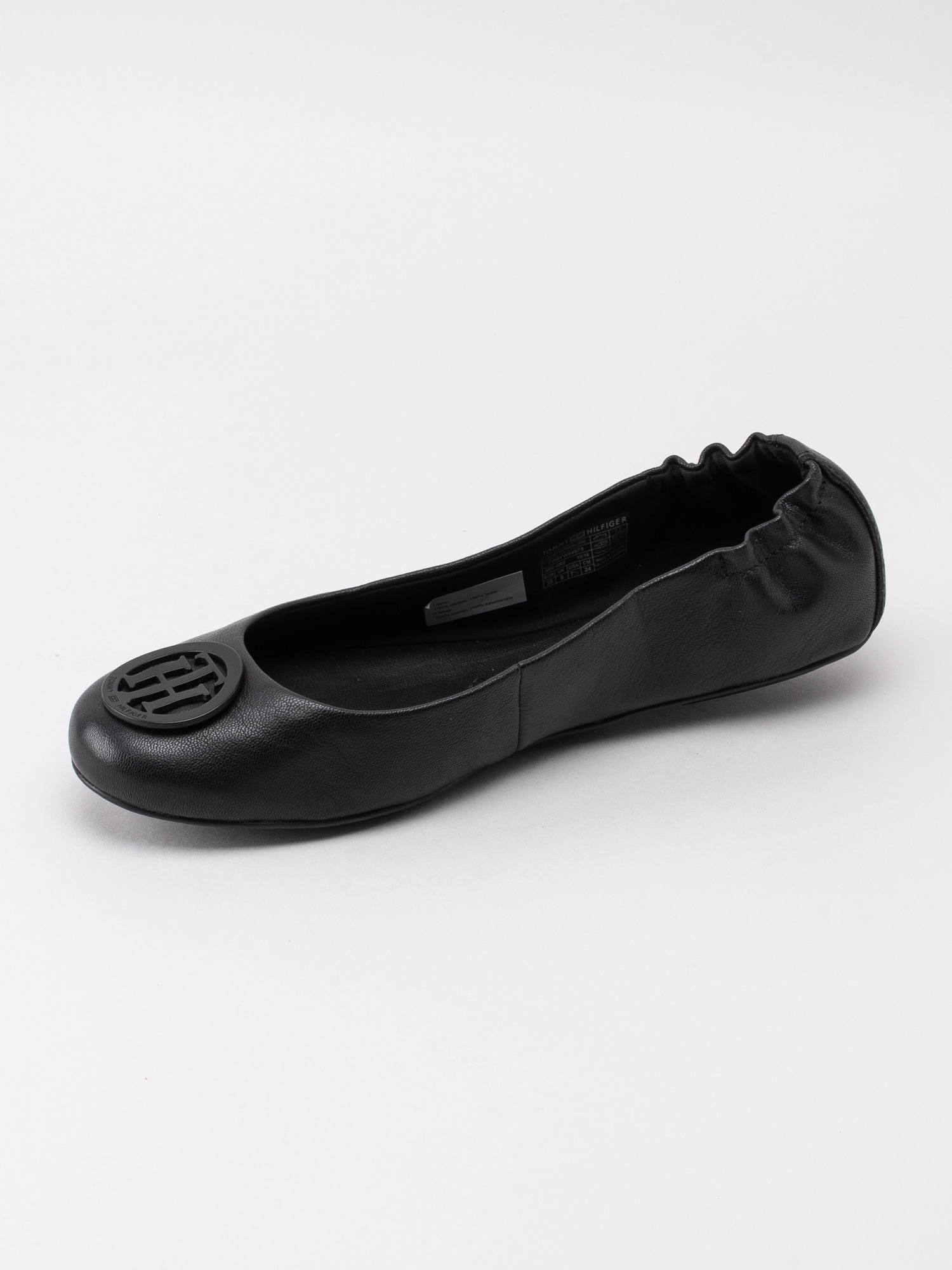 08191110 Tommy Hilfiger Appleton 18A FW0FW04073-990 svarta ballerinas i skinn med häl i resår-2