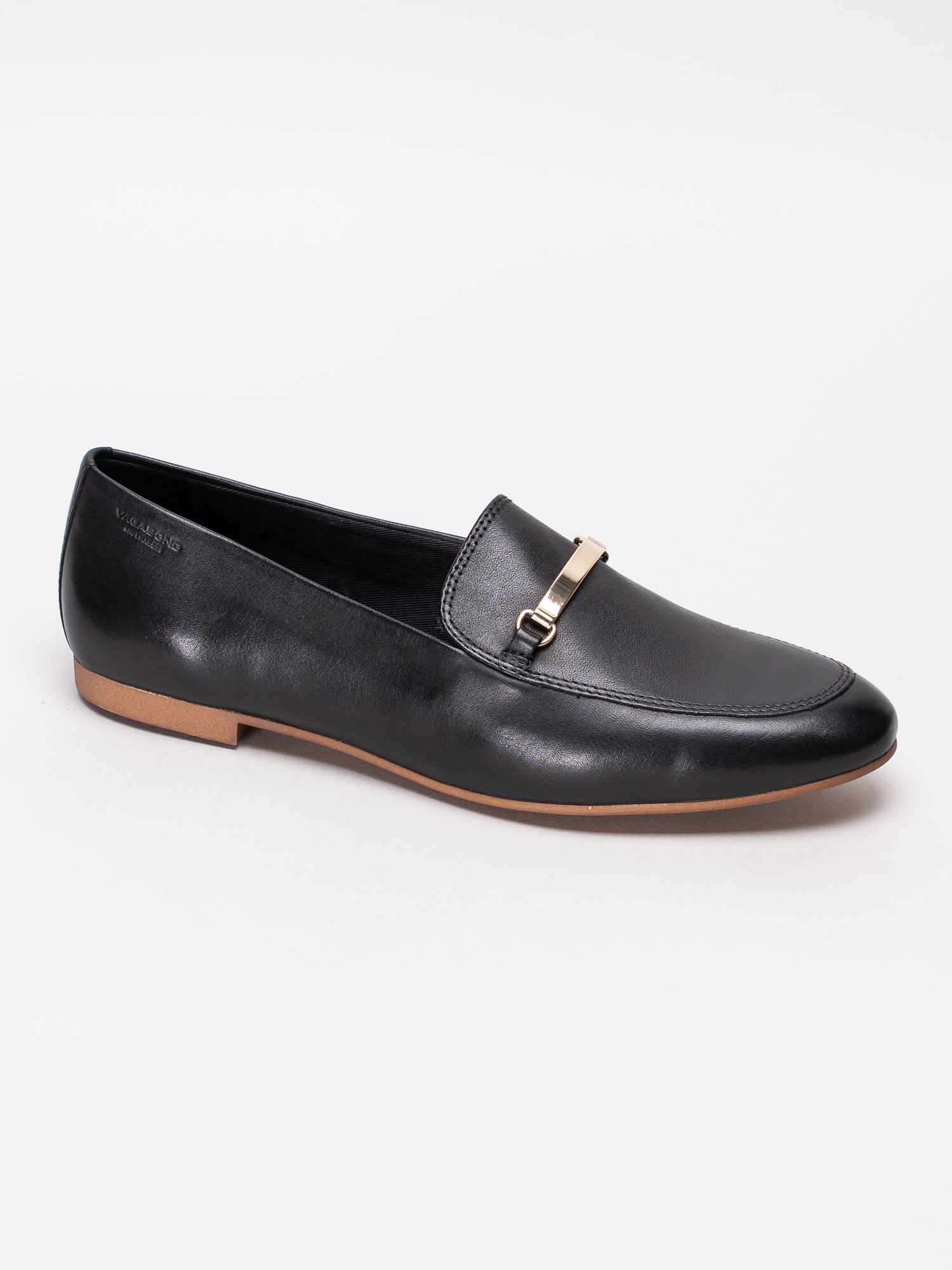 08191124 Vagabond Eliza 4518-301-20 svarta loafers i skinn med spänne i guld-1