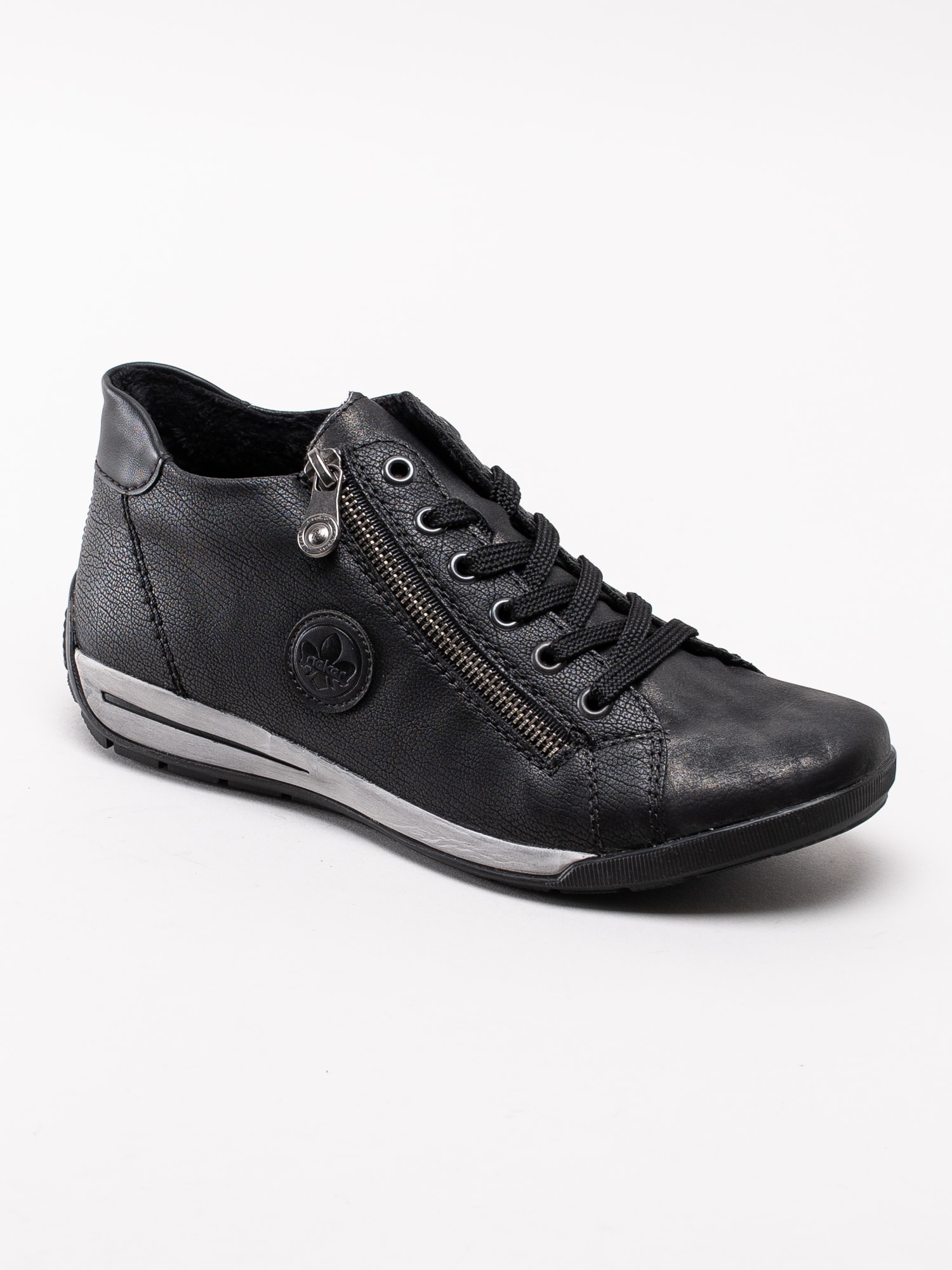 08193031 Rieker M3044-90 svarta sneakers kängor med dekorzip-1