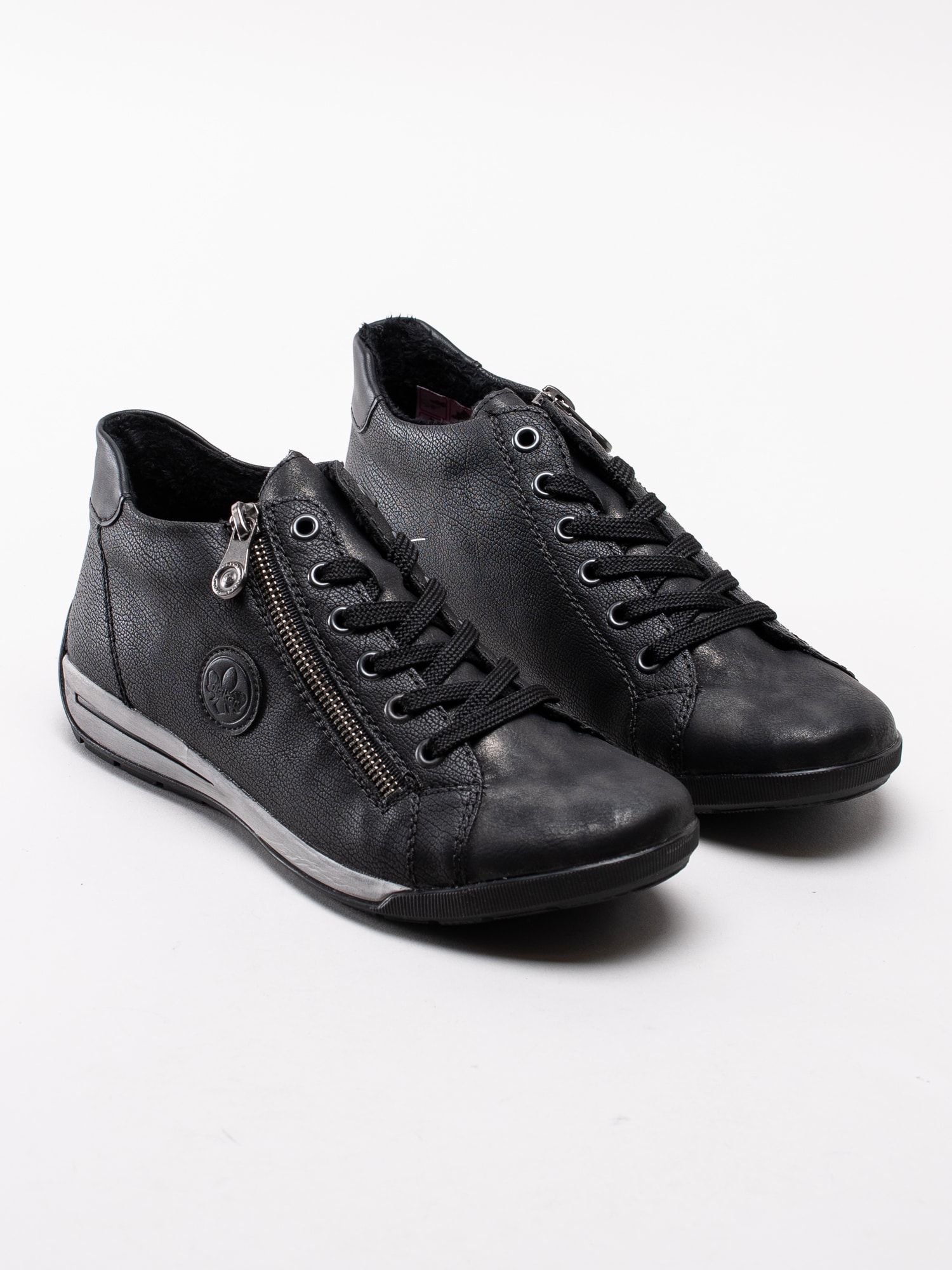 08193031 Rieker M3044-90 svarta sneakers kängor med dekorzip-3