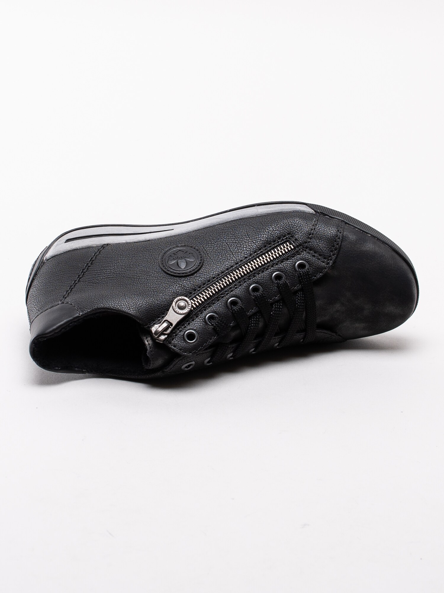 08193031 Rieker M3044-90 svarta sneakers kängor med dekorzip-4