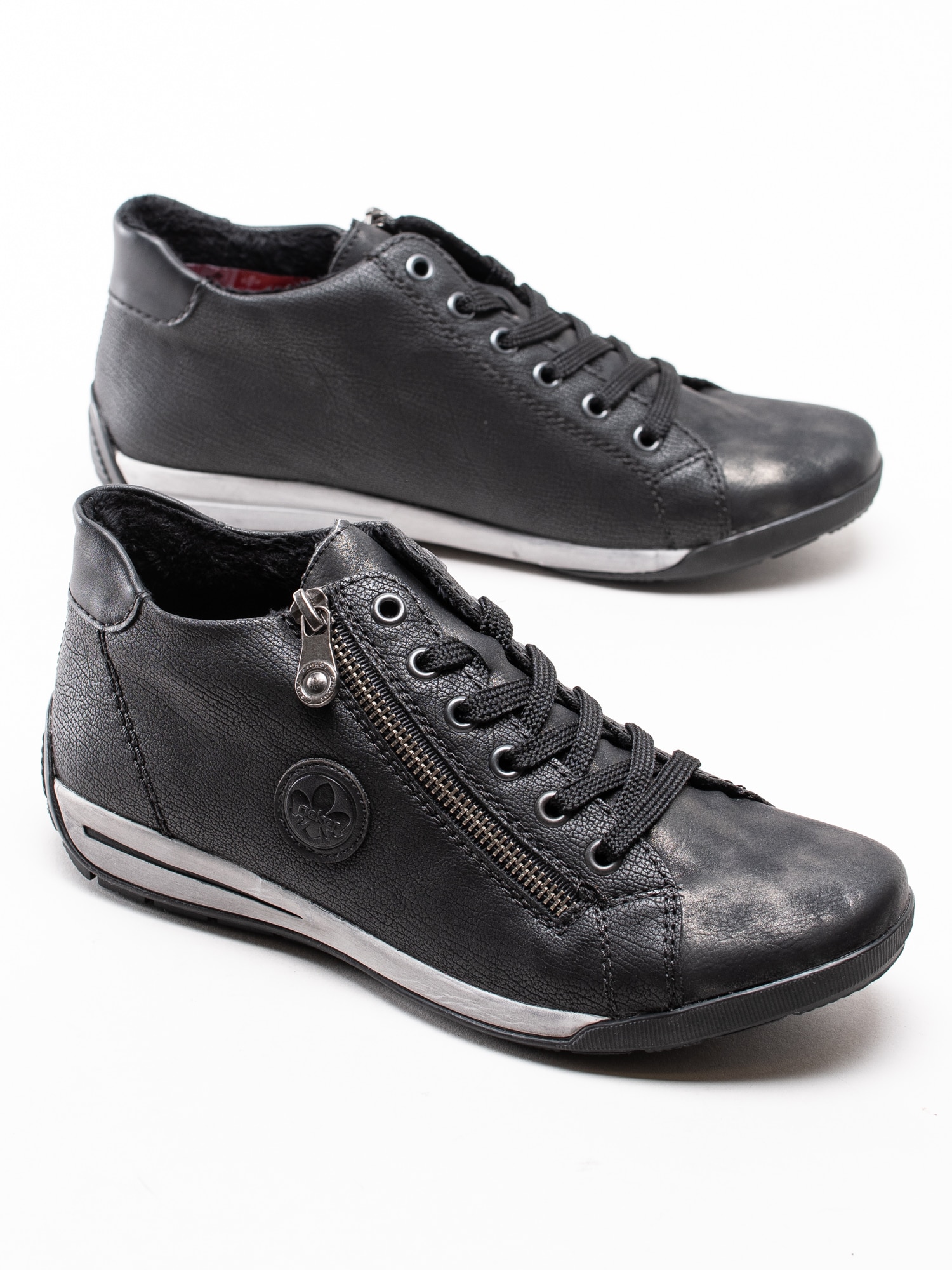 08193031 Rieker M3044-90 svarta sneakers kängor med dekorzip-7