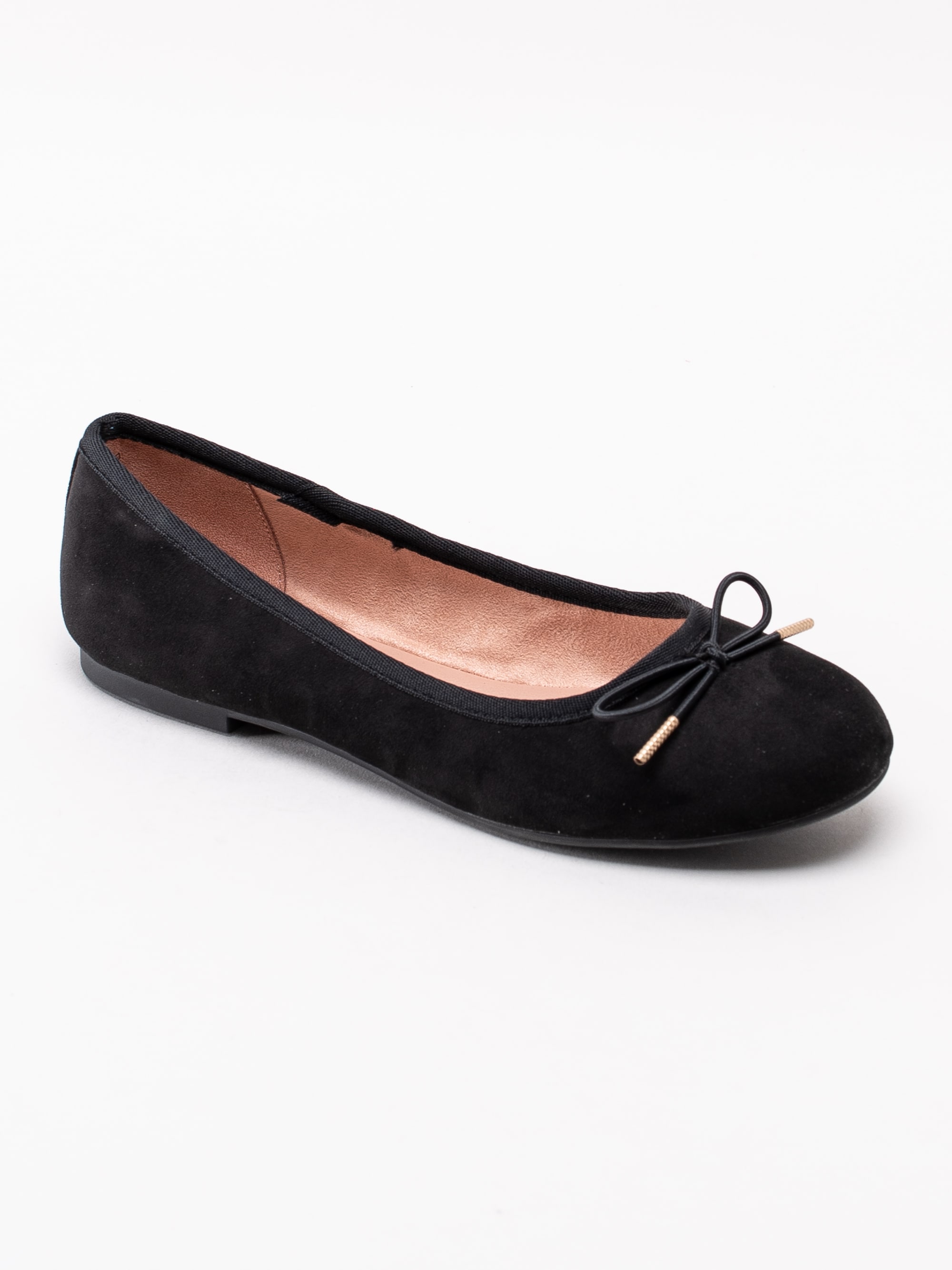 08193036 Tamaris 1-22111-23-001 svarta klassiska ballerina skor med rosett-1