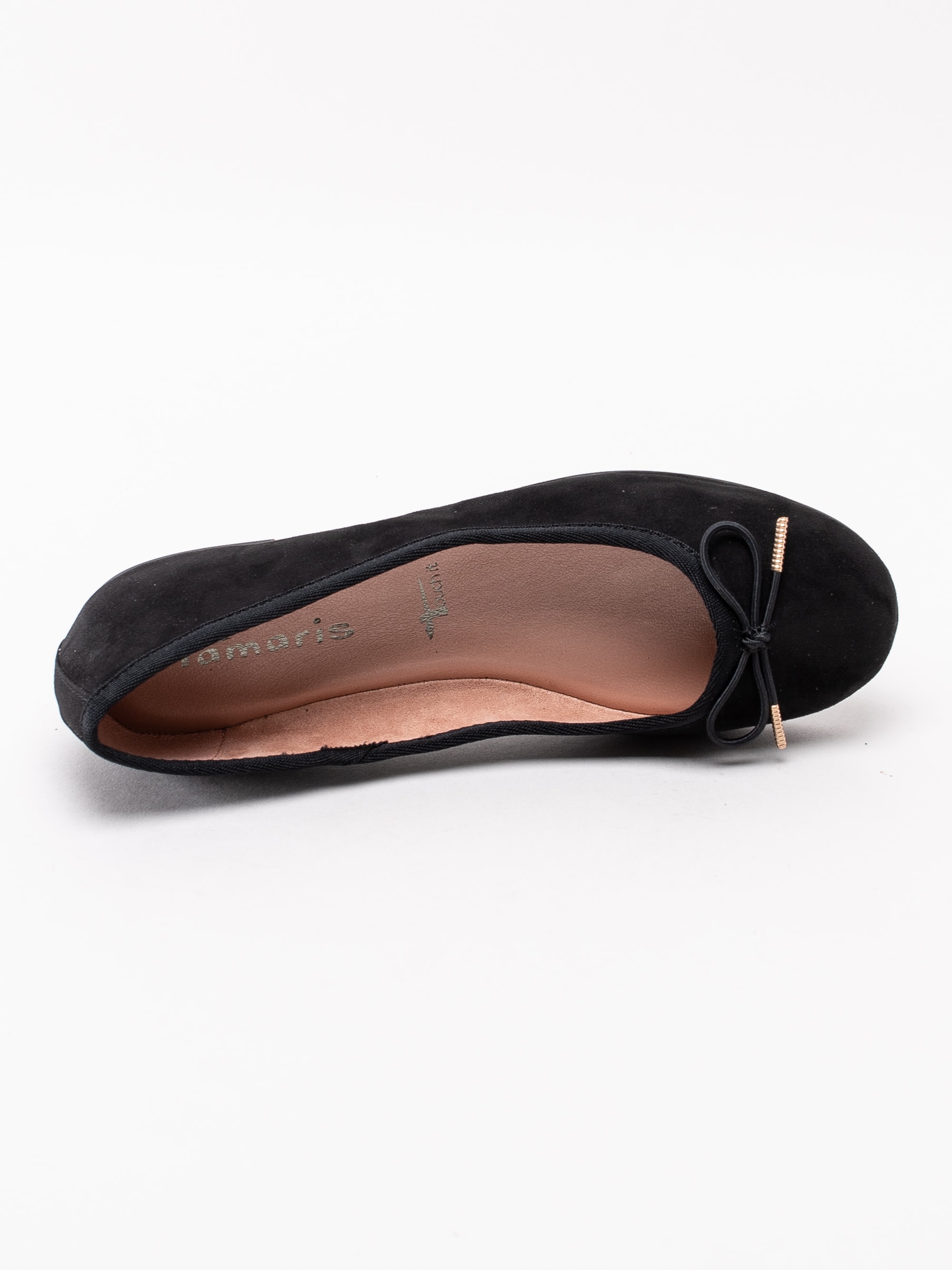 08193036 Tamaris 1-22111-23-001 svarta klassiska ballerina skor med rosett-4