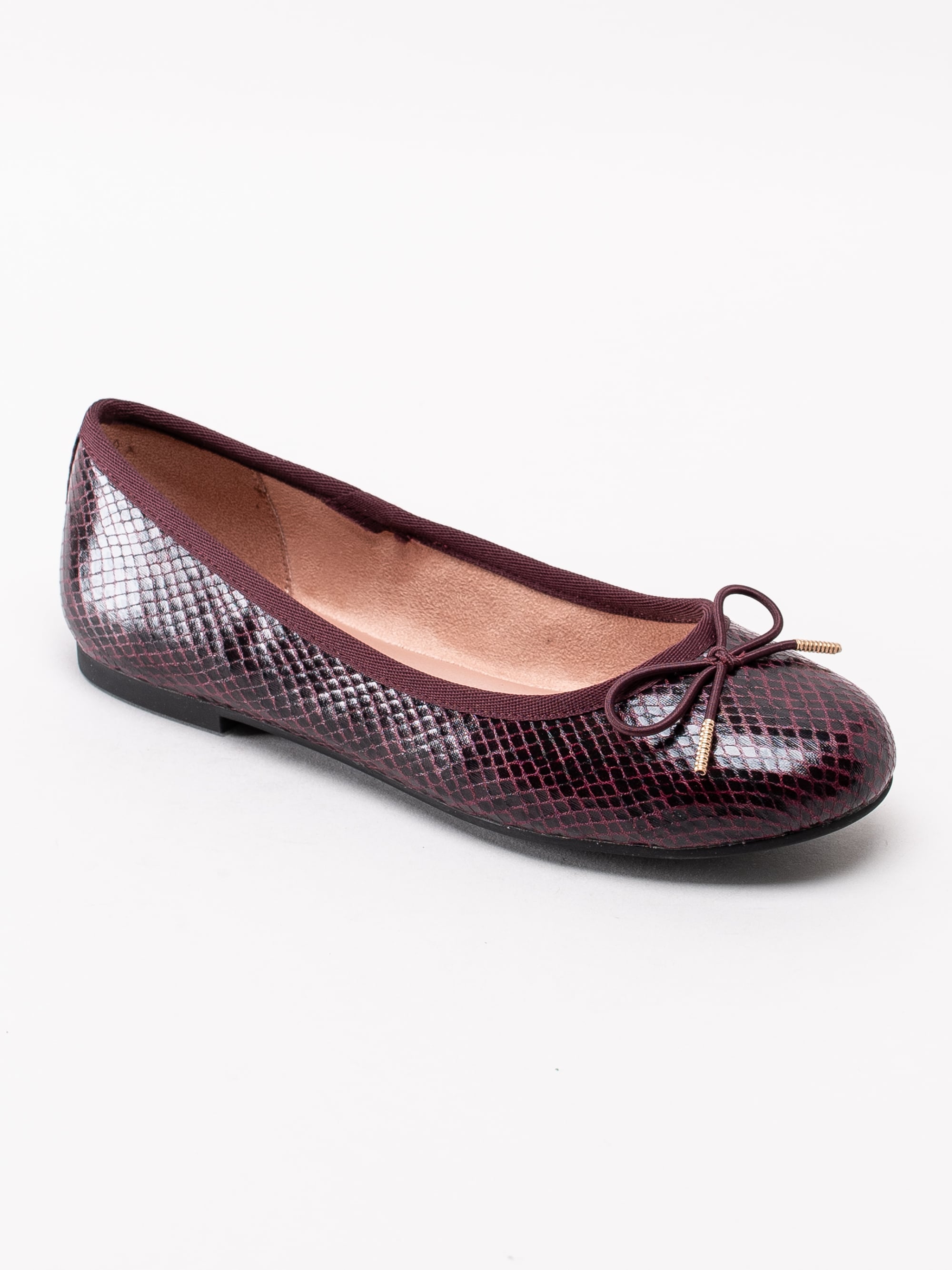08193037 Tamaris 1-22111-23-585 mörkröda snake mönstrade ballerina skor-1