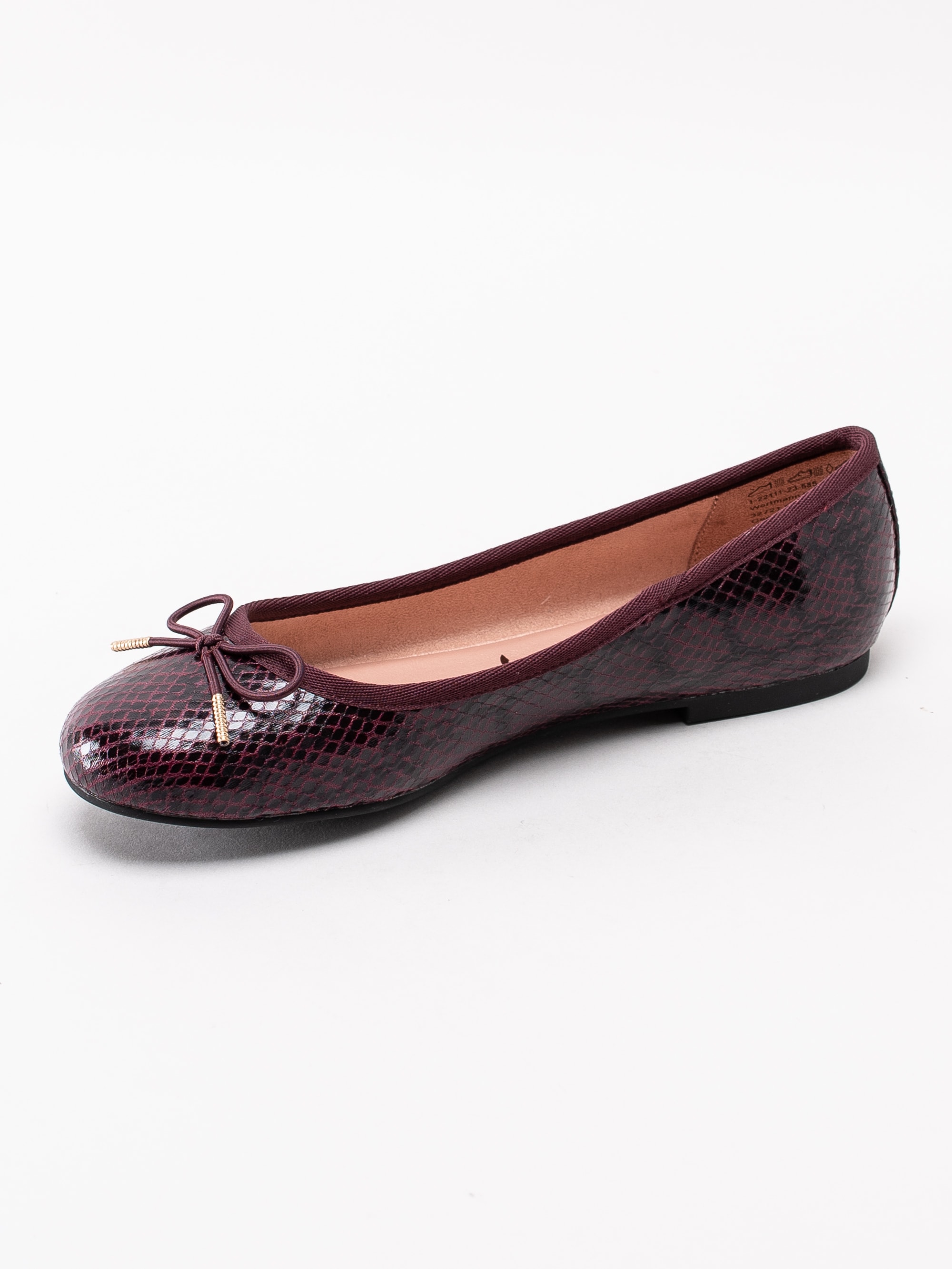 08193037 Tamaris 1-22111-23-585 mörkröda snake mönstrade ballerina skor-2