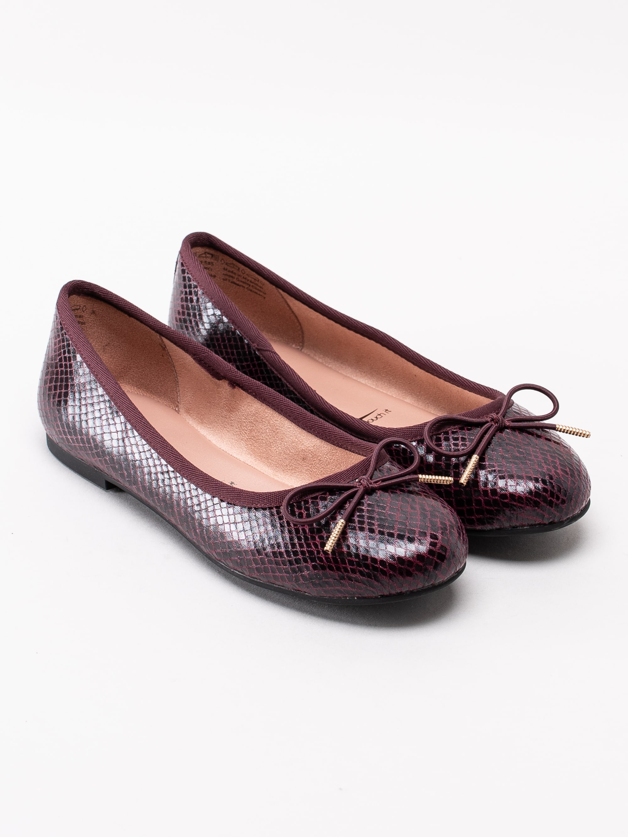08193037 Tamaris 1-22111-23-585 mörkröda snake mönstrade ballerina skor-3