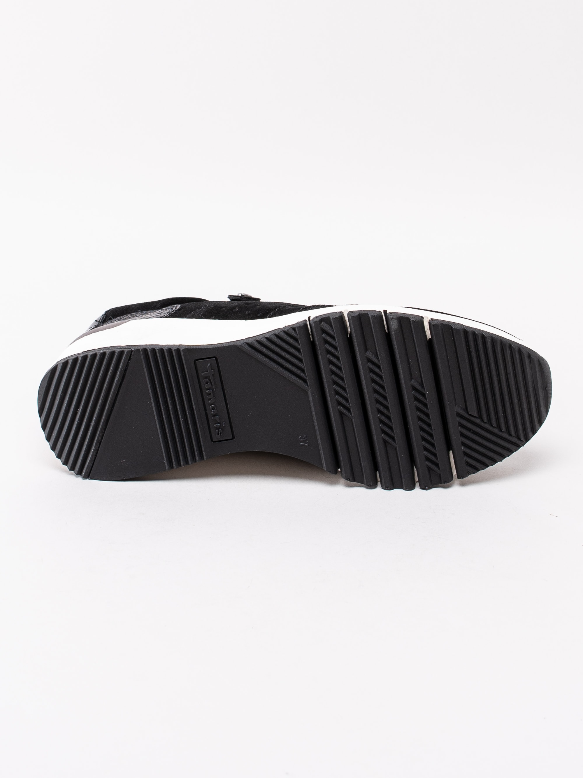 08193038 Tamaris 1-23727-23-098 svarta kilklackade sneakers med dekorativ dragkedja-5