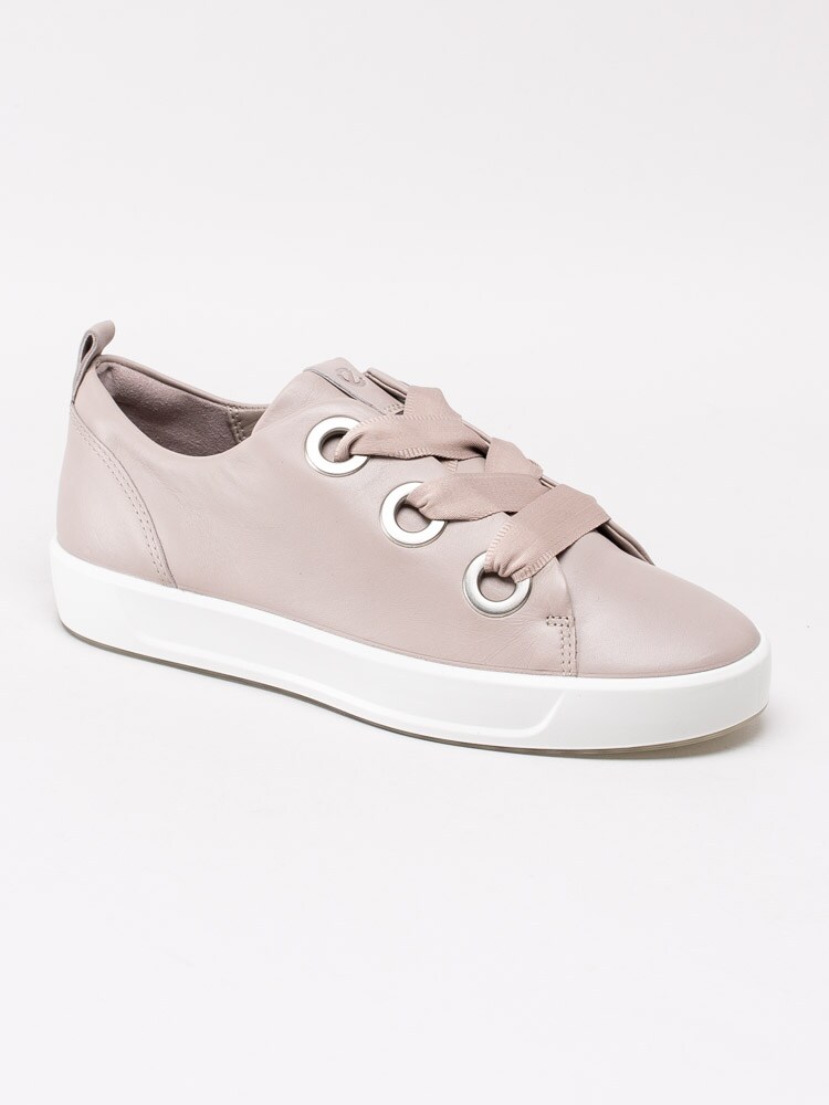 08201022 Ecco Soft 8 Womens 470543-01386 Grå rosa sneakers med stora öljetter-1