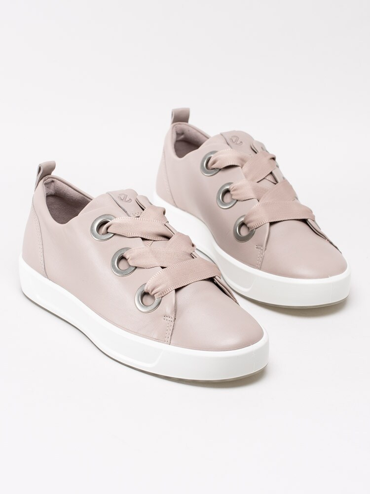 08201022 Ecco Soft 8 Womens 470543-01386 Grå rosa sneakers med stora öljetter-6